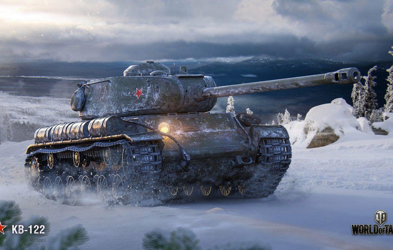 1332x850 Wallpaper Winter, WoT, World Of Tanks, Soviet Tank, KV 122