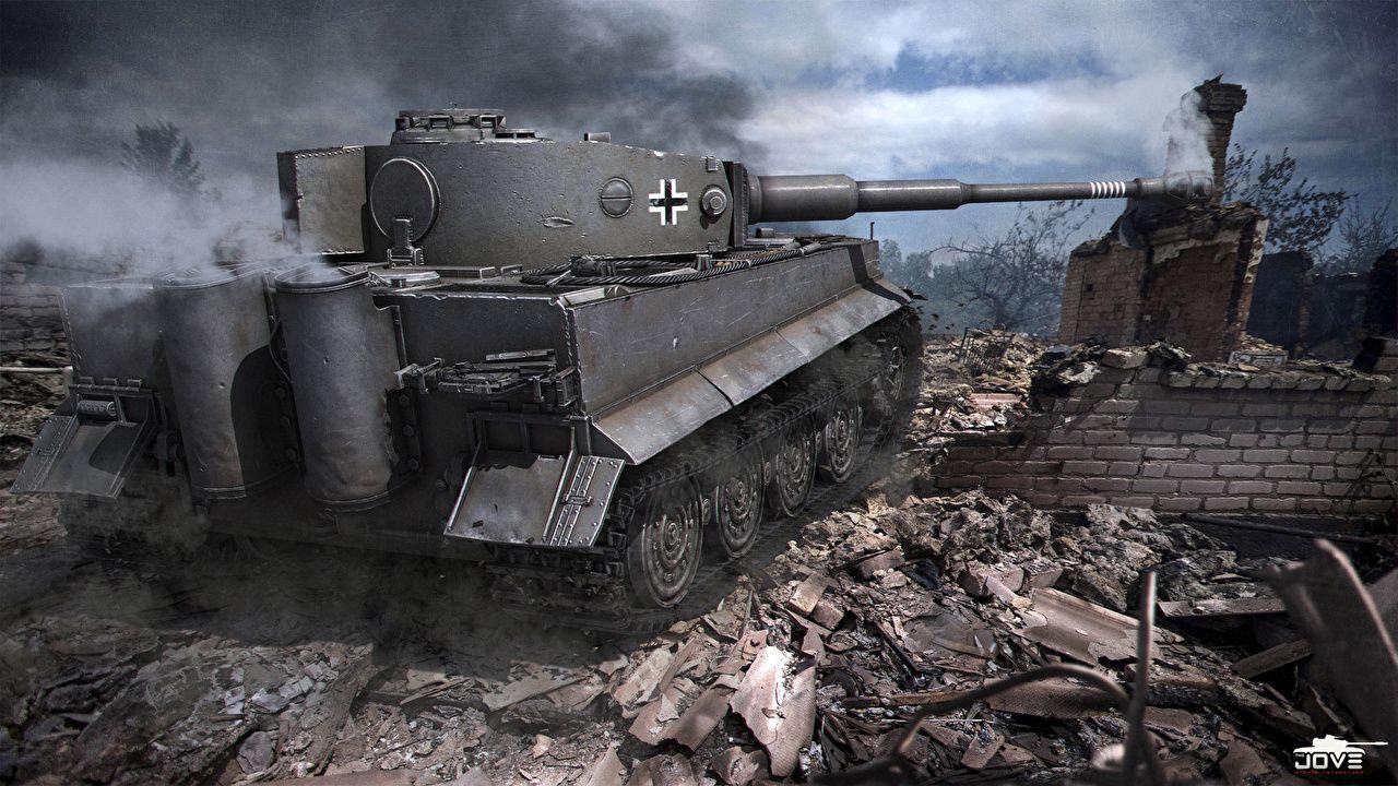 1280x720 Desktop Wallpaper World of Tanks tank Tiger I 3D Graphics Games