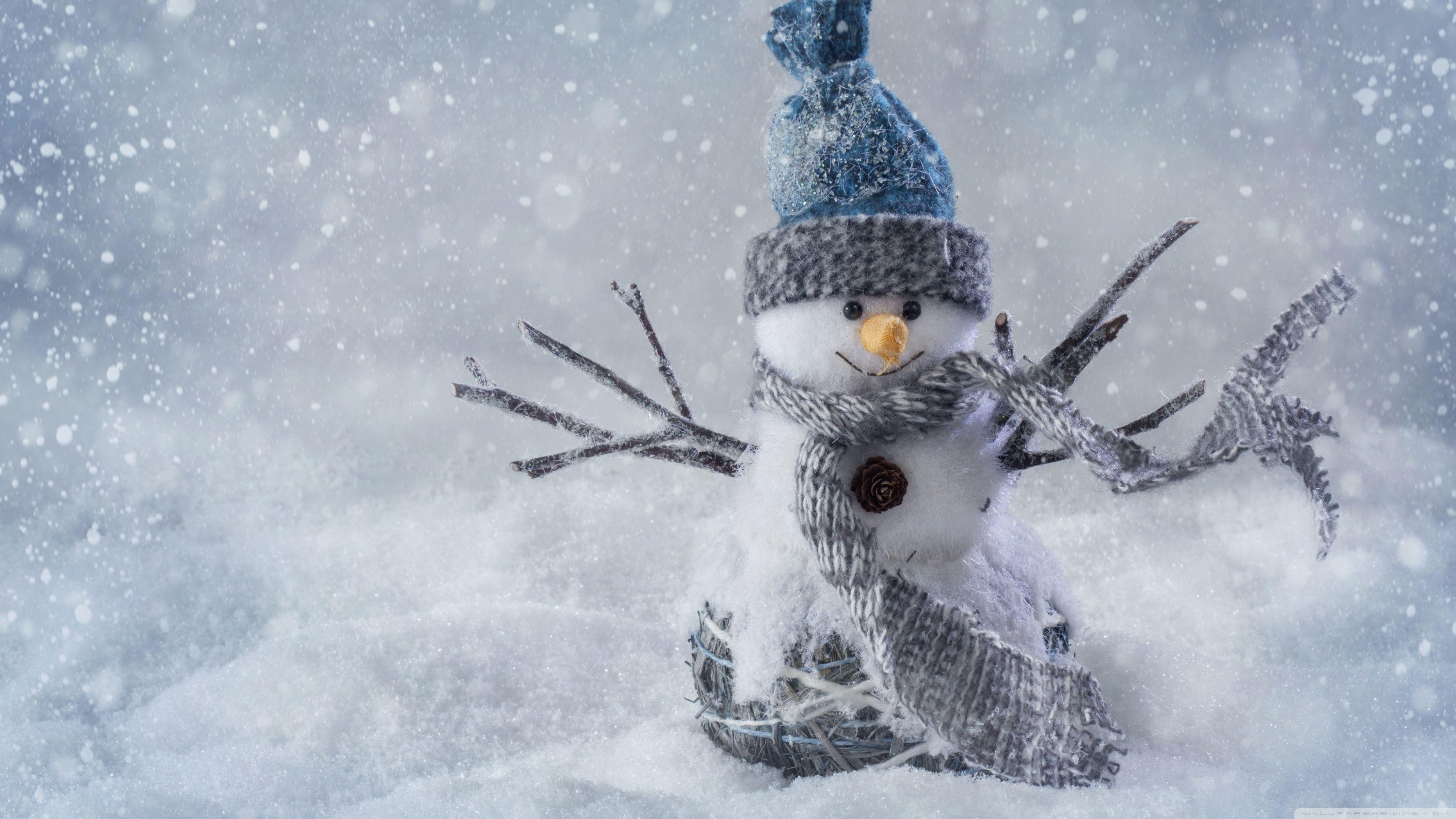 3554x1999 Christmas Snowman Craft Ultra HD Desktop Background Wallpaper