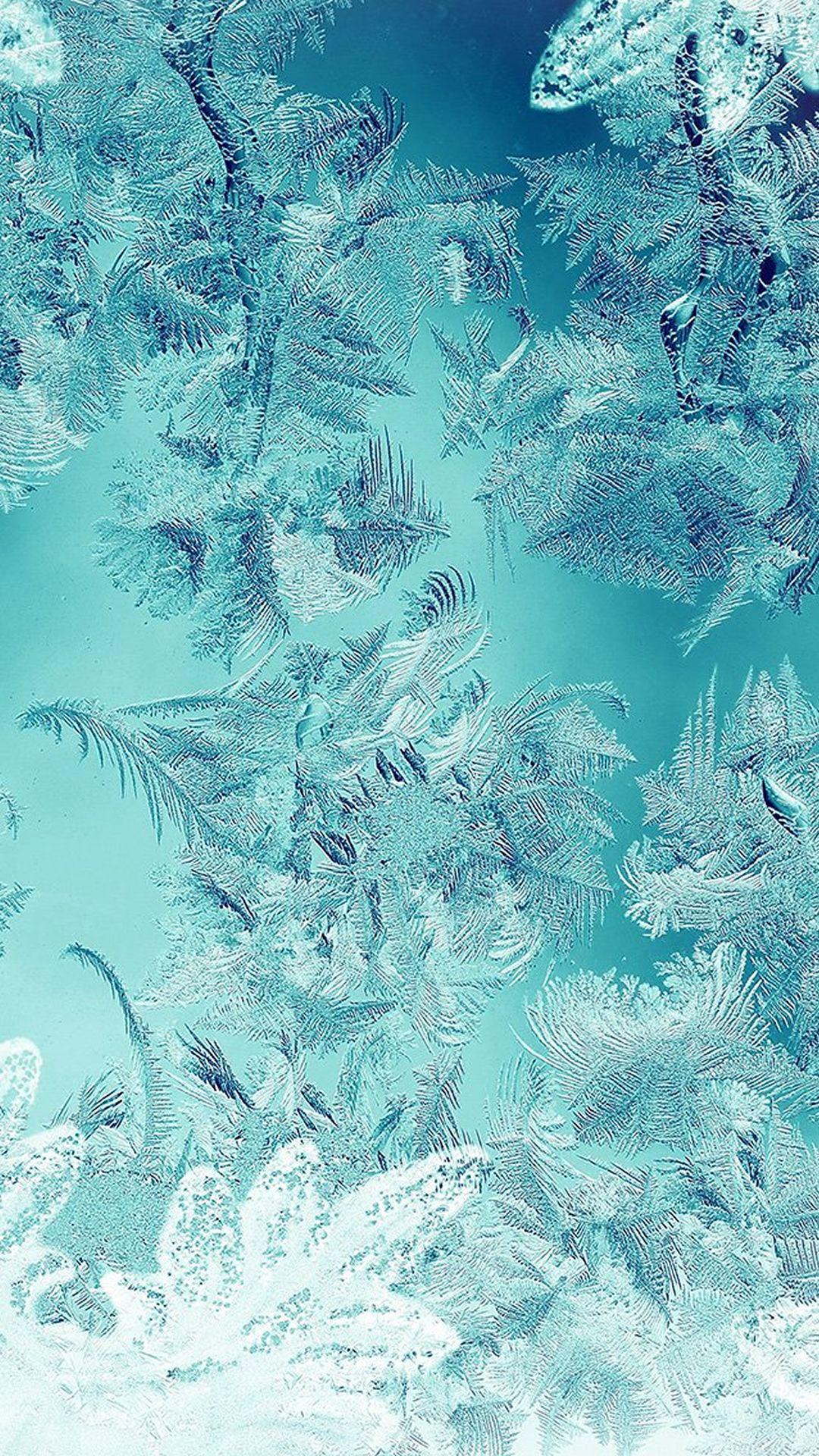 1080x1920 Ice Pattern Green Snow Nauture Christmas iPhone 8 Wallpaper