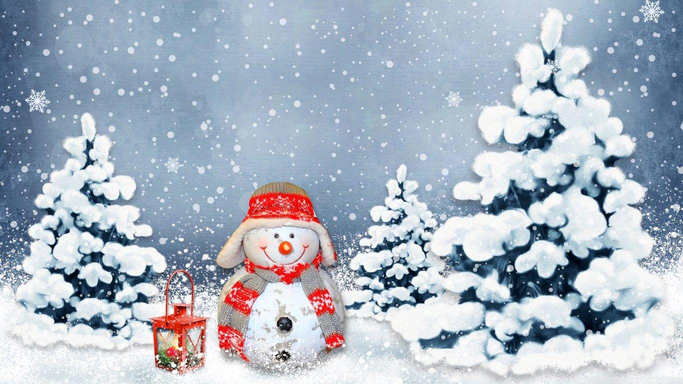 1366x768 Funny Snowman Ultra HD Desktop Background Wallpaper for 4K UHD TV
