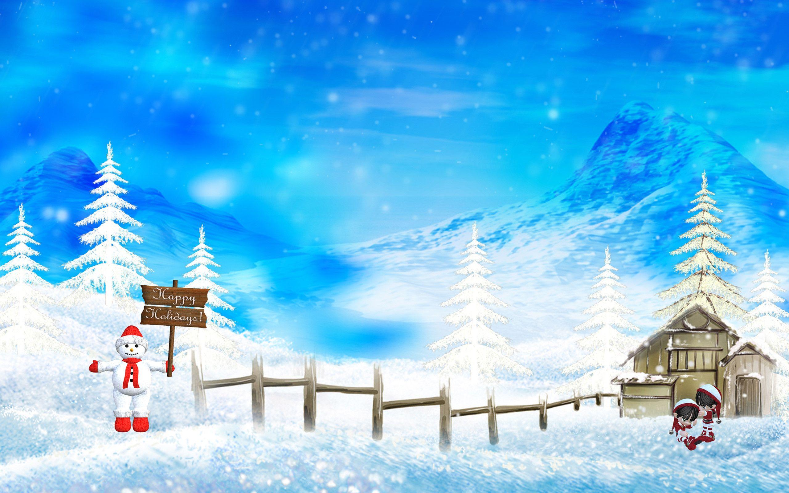 Cảnh hình nền tuyết 2560x1600 Giáng sinh