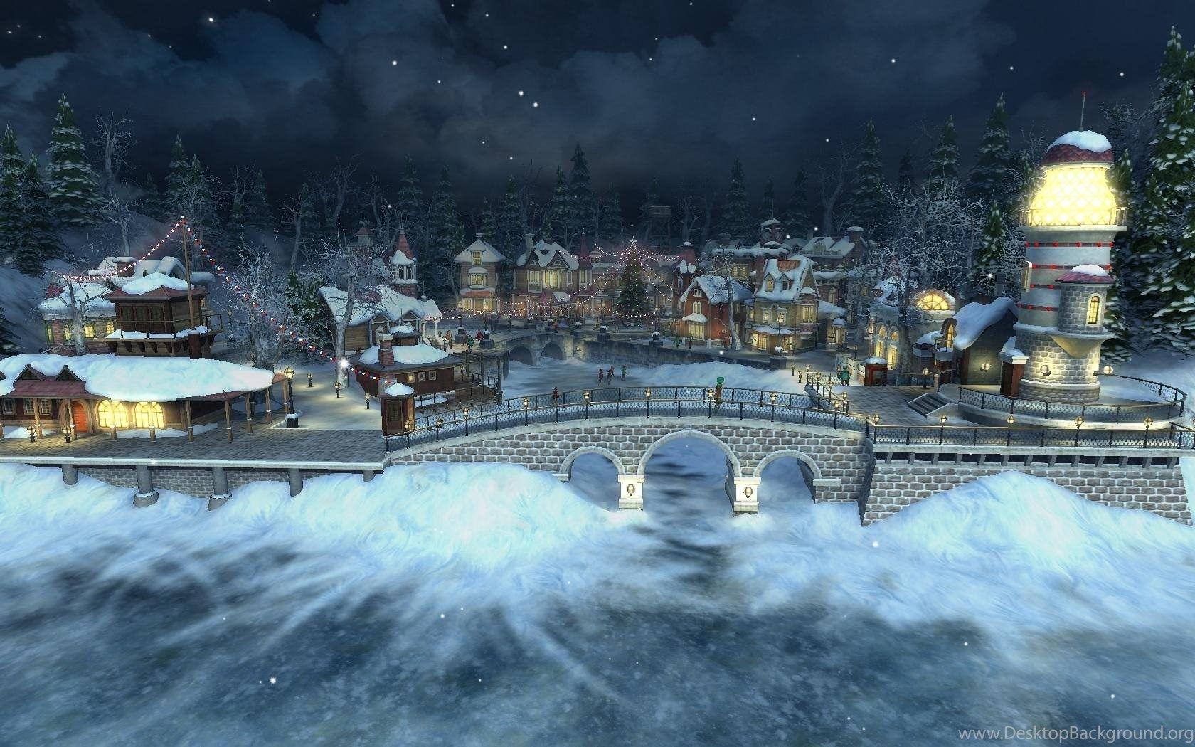 1680x1050 Christmas Village Wallpaper Desktop Background