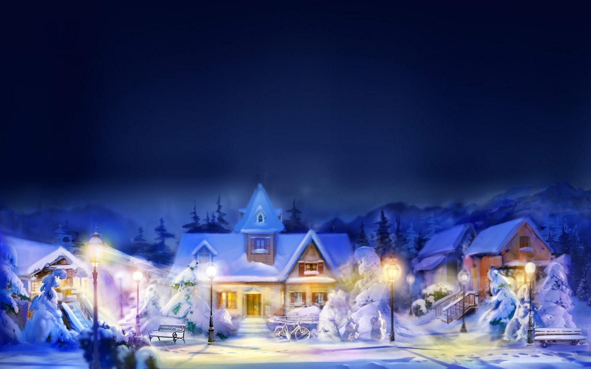 1920x1200 Christmas Village Wallpaper