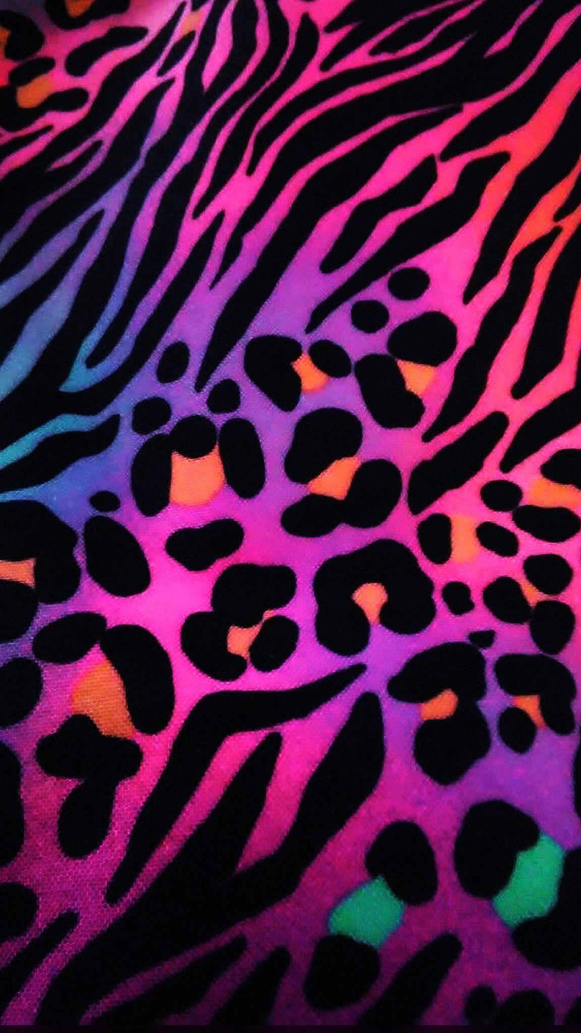 Hình nền điện thoại in hình động vật đầy màu sắc Leopard Print 1152x2048
