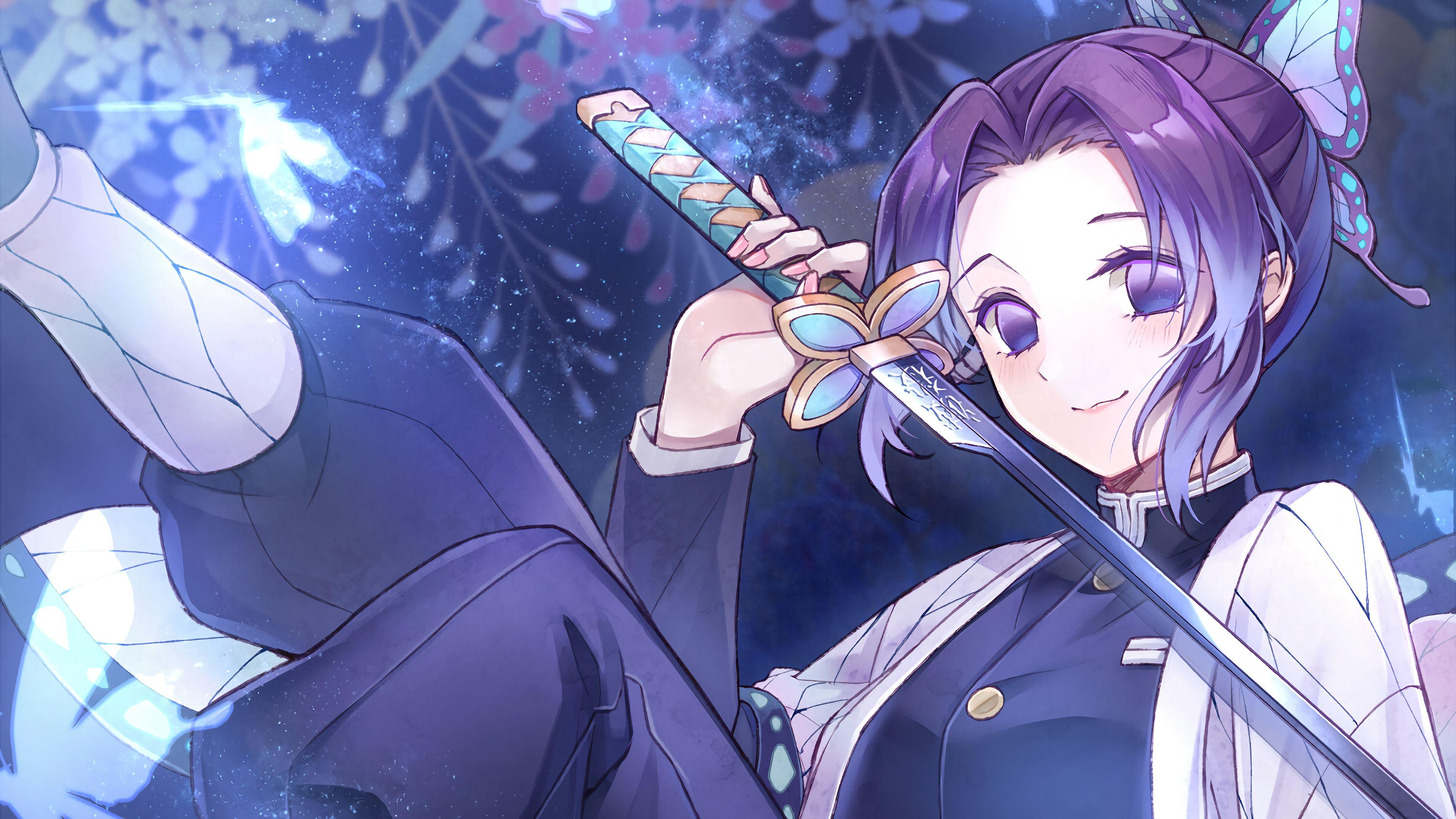 3840x2160 Shinobu Kocho from Kimetsu no Yaiba Anime Wallpaper 4k Ultra