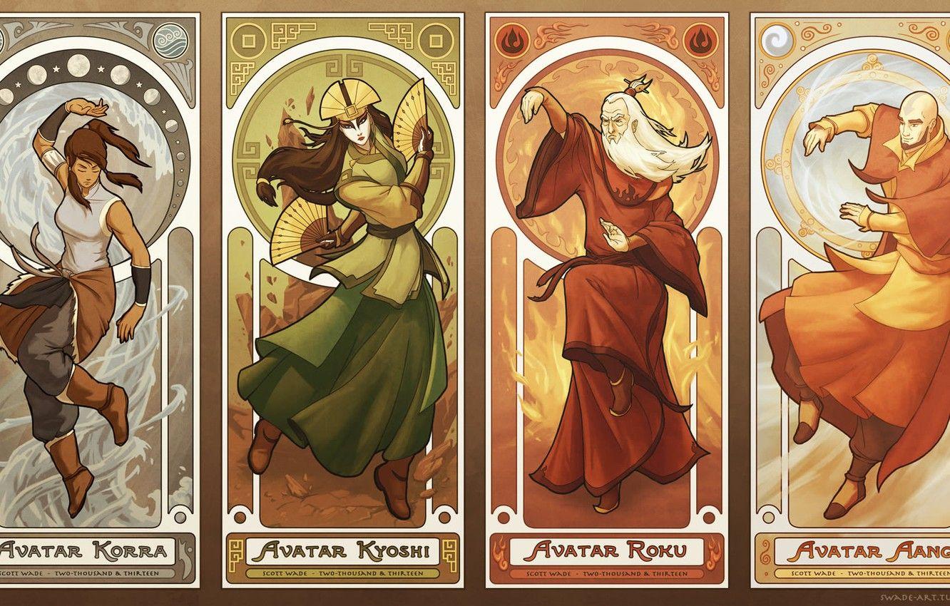 1332x850 Wallpaper water, fire, earth, the air, Avatar, Avatar, Korra, Times, Aang, The Legend of Korra, The legend of Korra, Aang, Kyoshi, Rock, Kyoshi, Year image for desktop, section фильмы