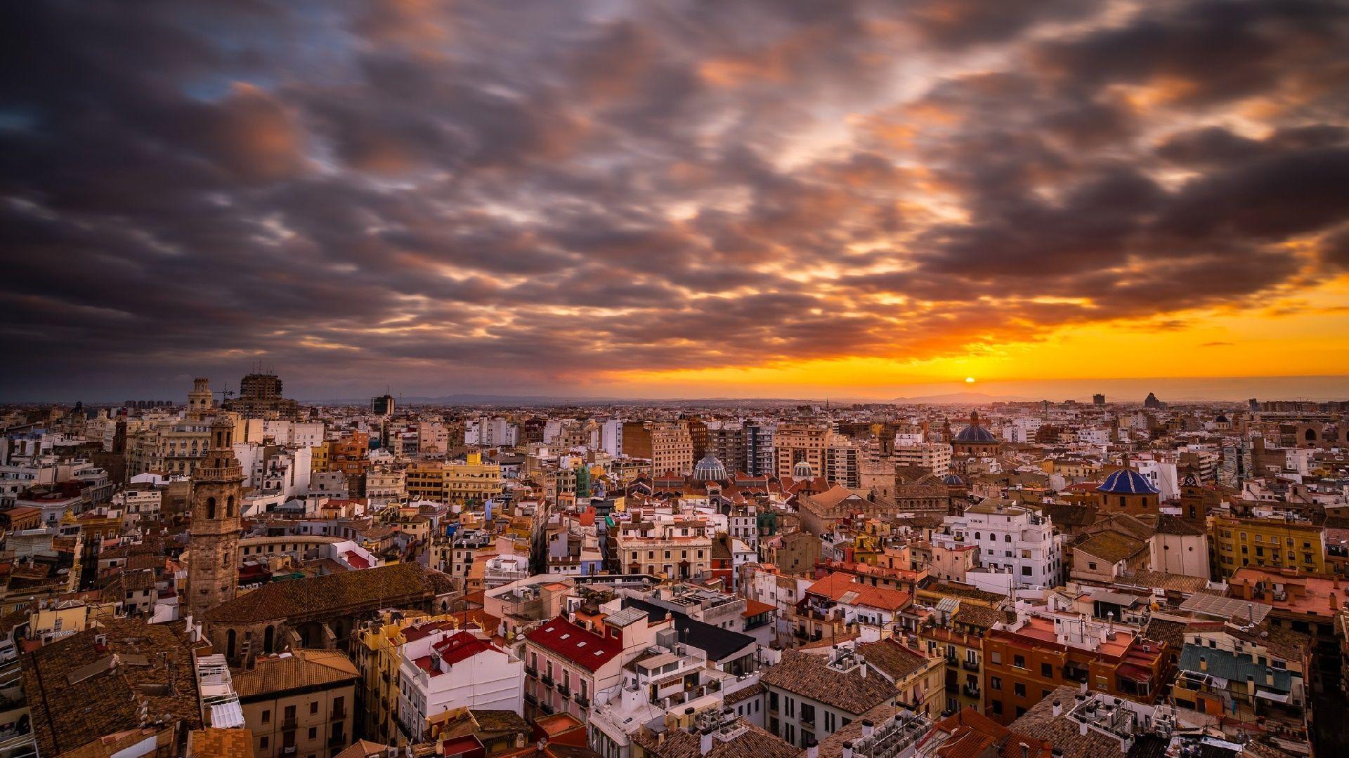 1920x1080 Cloudy Sunset Sky over Valencia, Spain HD Wallpaper