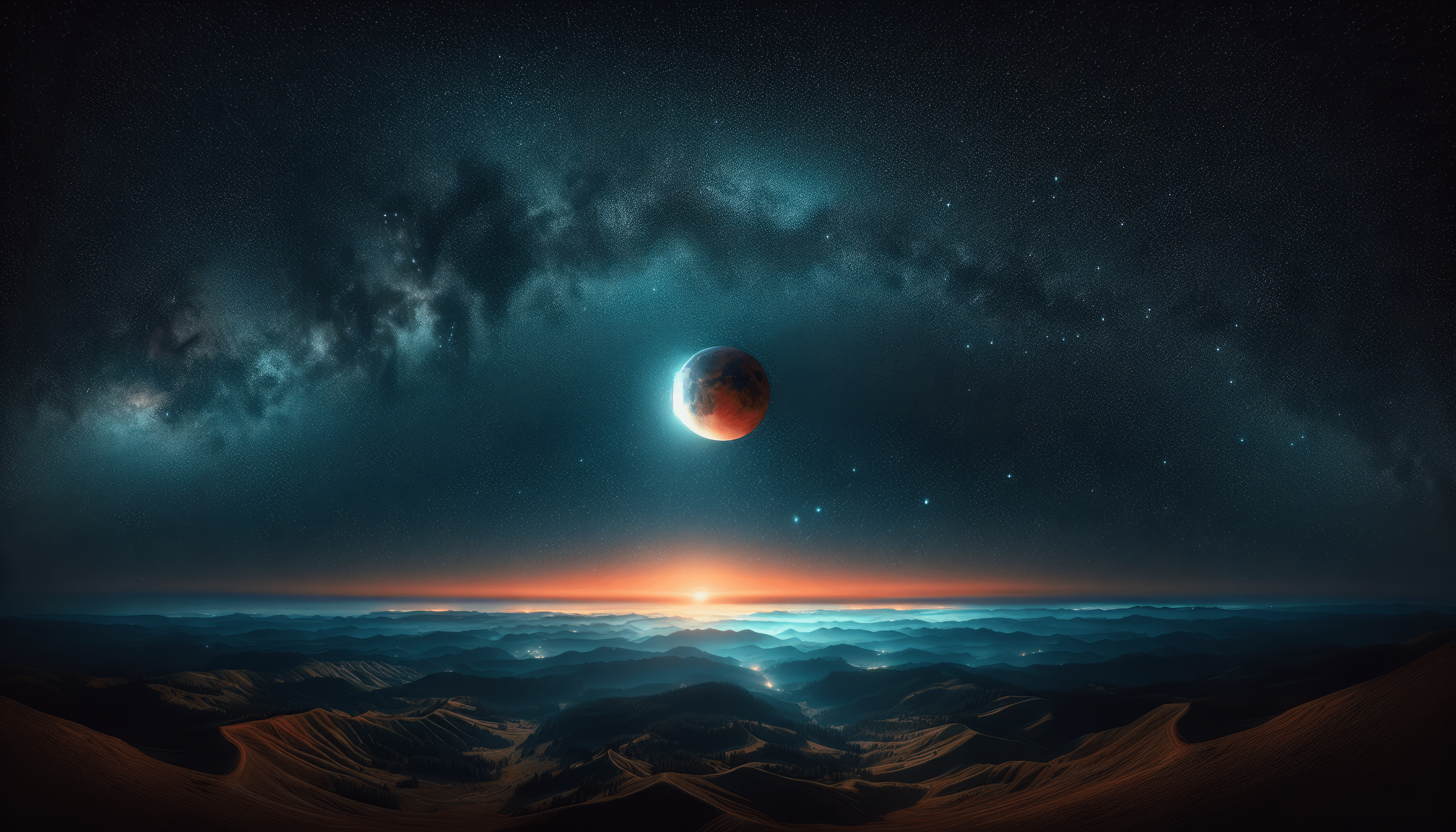 3584x2048 Lunar Eclipse Wallpaper