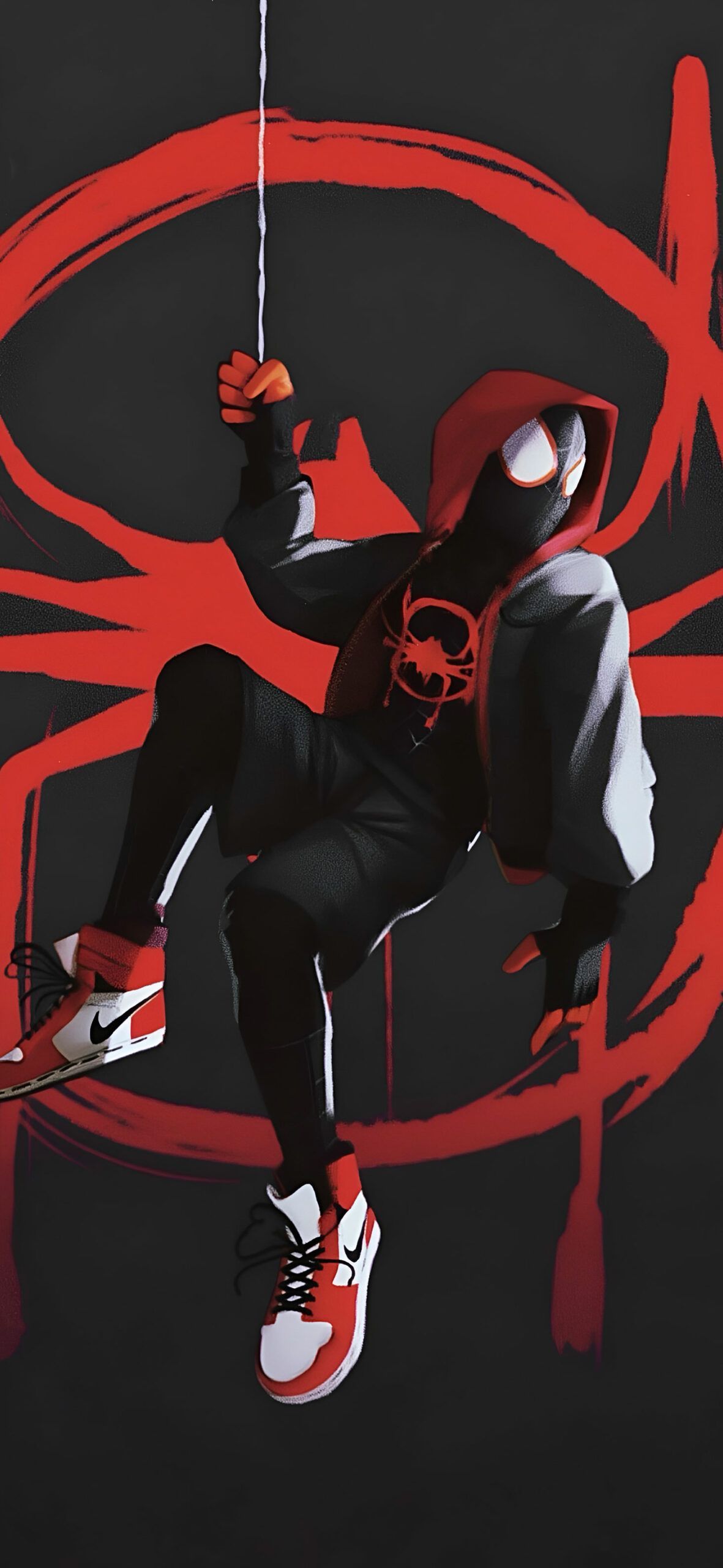 1181x2560 Spider Man Miles Morales Swinging On A