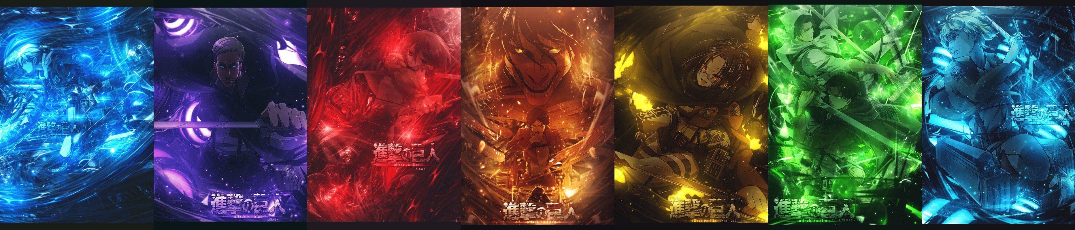 3730x800 Shingeki no Kyojin, Eren Jeager, Mikasa Ackerman, Armin