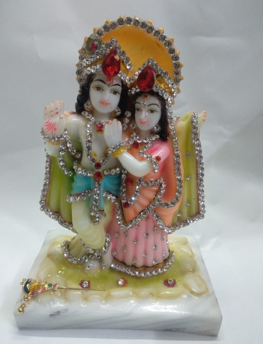 1000x1305 Hindu Painted Radha Krishna Statue