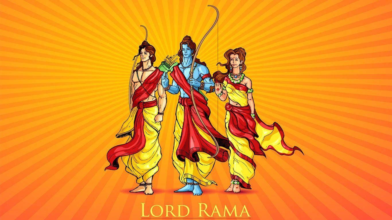 1366x768 Jai Shri Ram Rama Sita Lakshmana Art