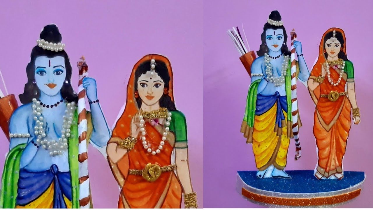 1280x720 Ram Sita idol making with paper. how