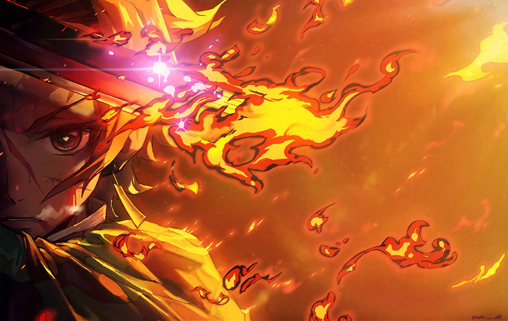 1920x1215 Tanjiro Unleashing His Power Wallpaper