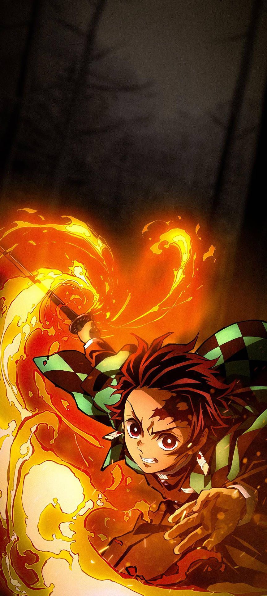 863x1920 Tanjiro On Fire Demon Slayer iPhone