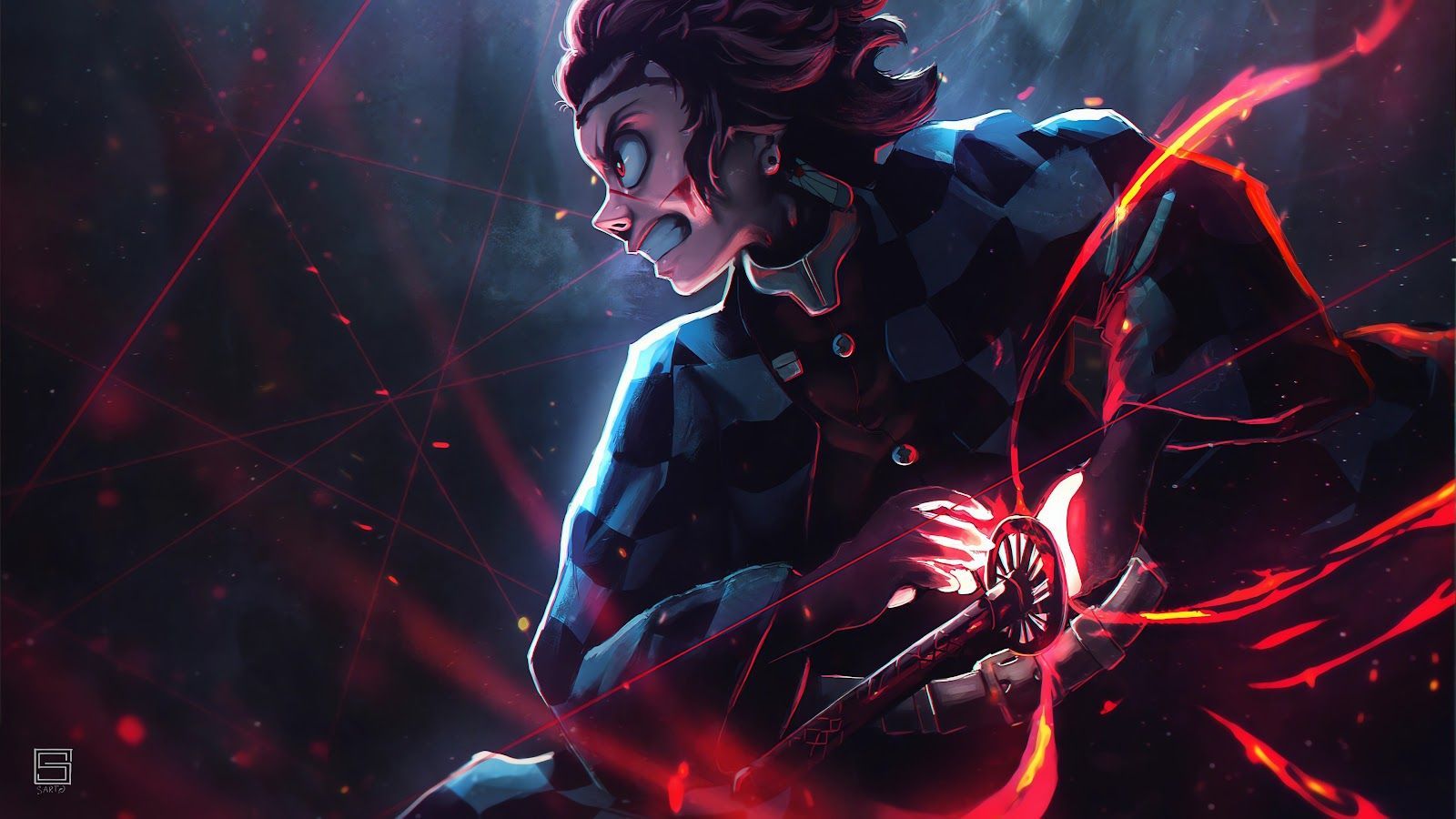 1600x900 Intense Tanjiro Kamado Battle Stance