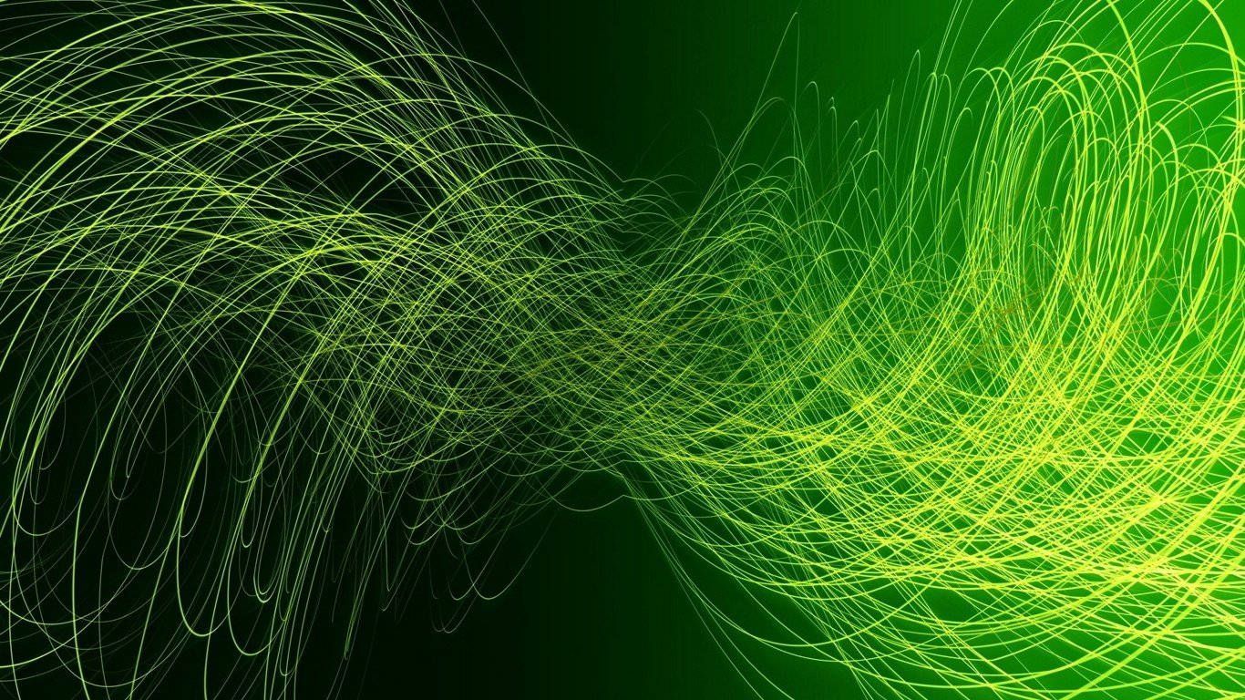 1366x768 Green Radio Waves Abstract Wallpaper