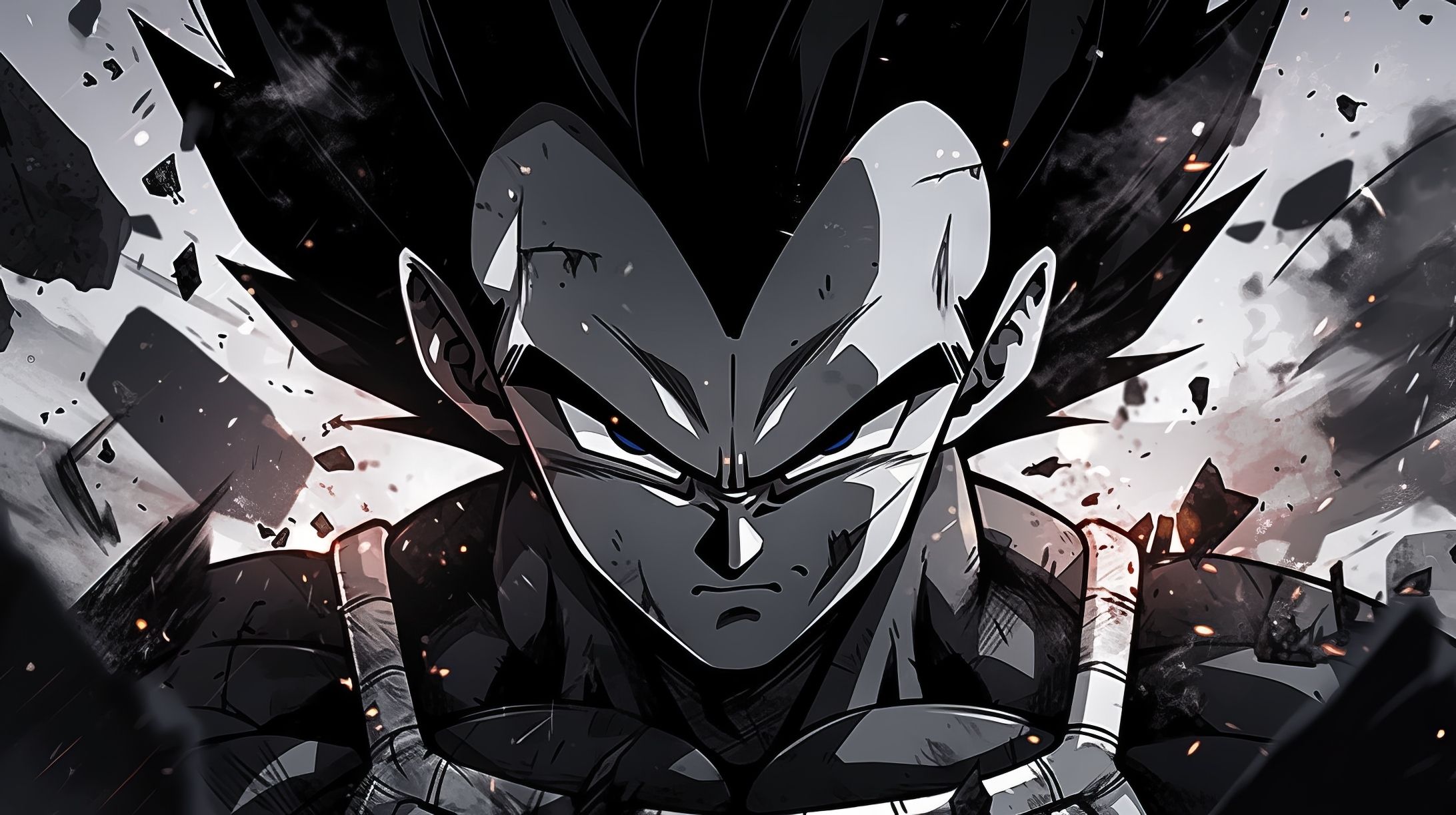 2184x1224 Vegeta Black and White Manga Wallpaper