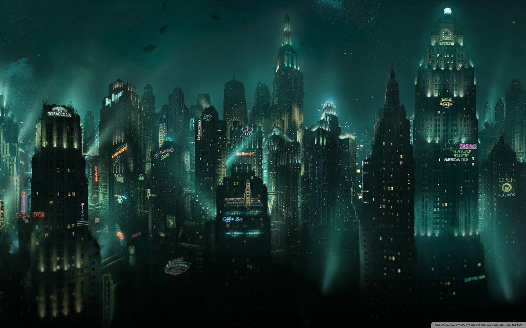 1680x1050 Bit Gleaming Buildings Wallpaper