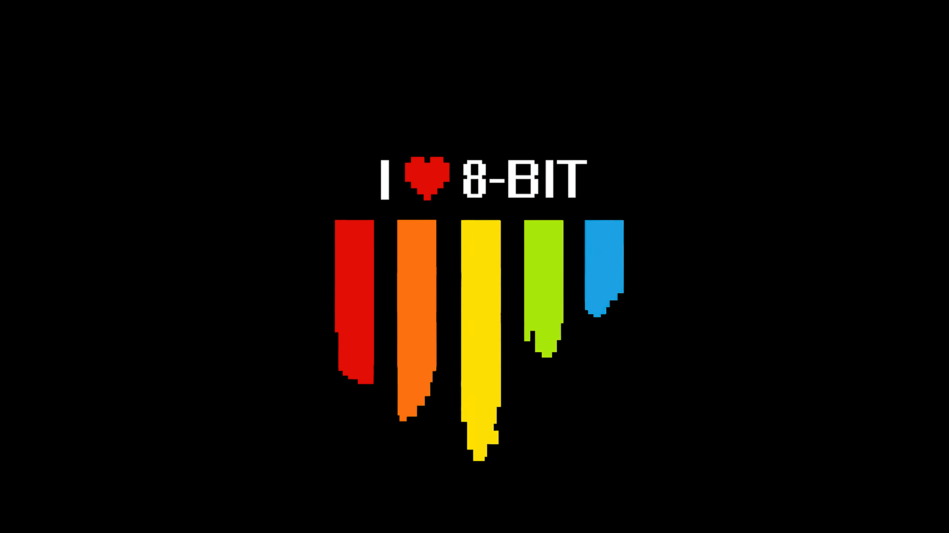 3840x2160 I Love 8 bit 5K Black background