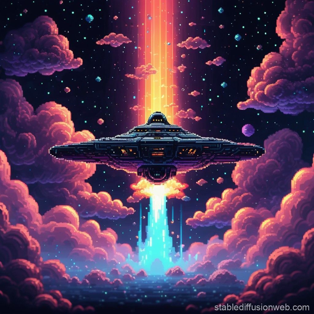 1024x1024 8 Bit SI Fi Space Ship Concept Art
