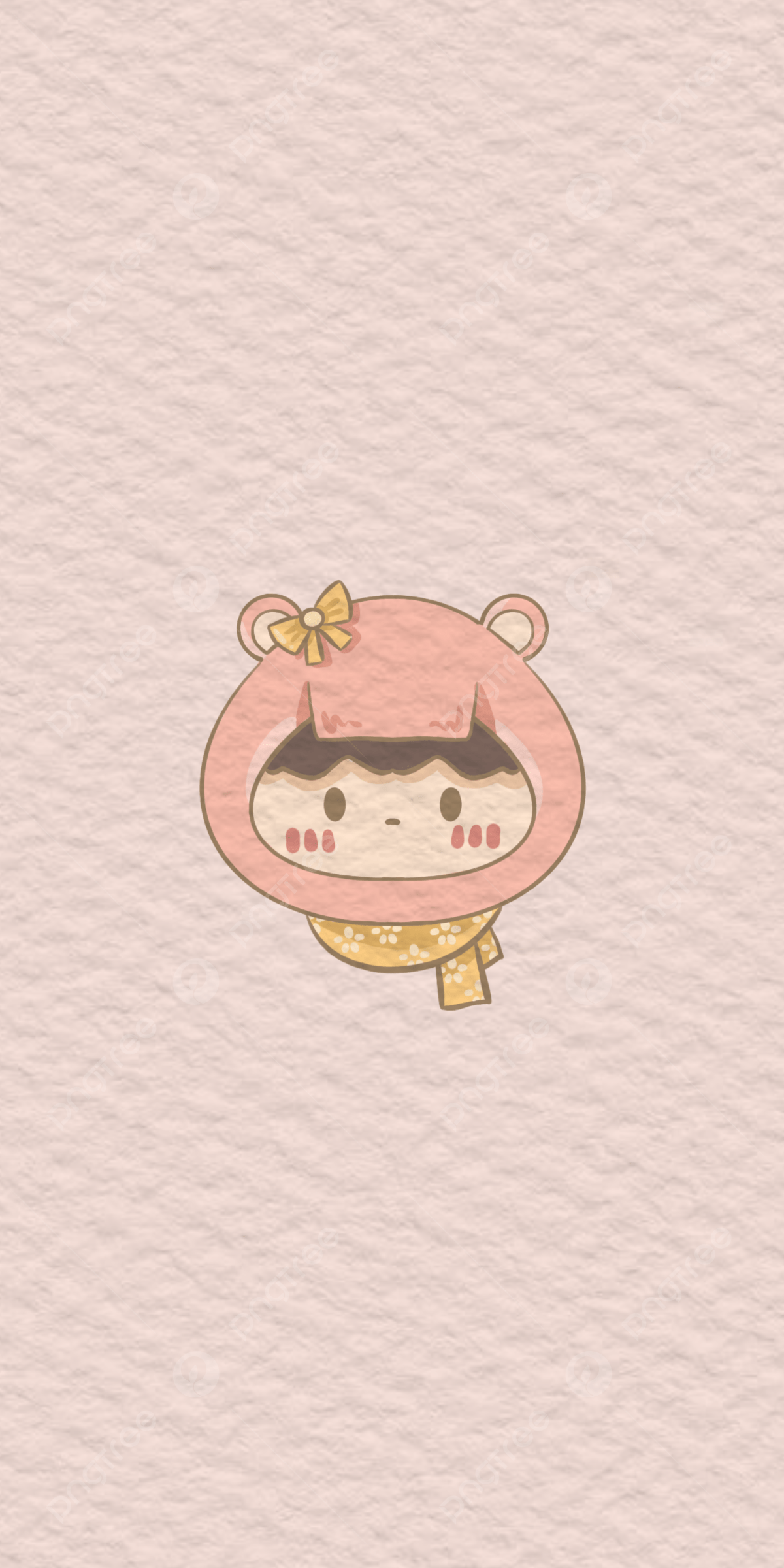 1200x2400 Cute Bear Girl With Pink Texture