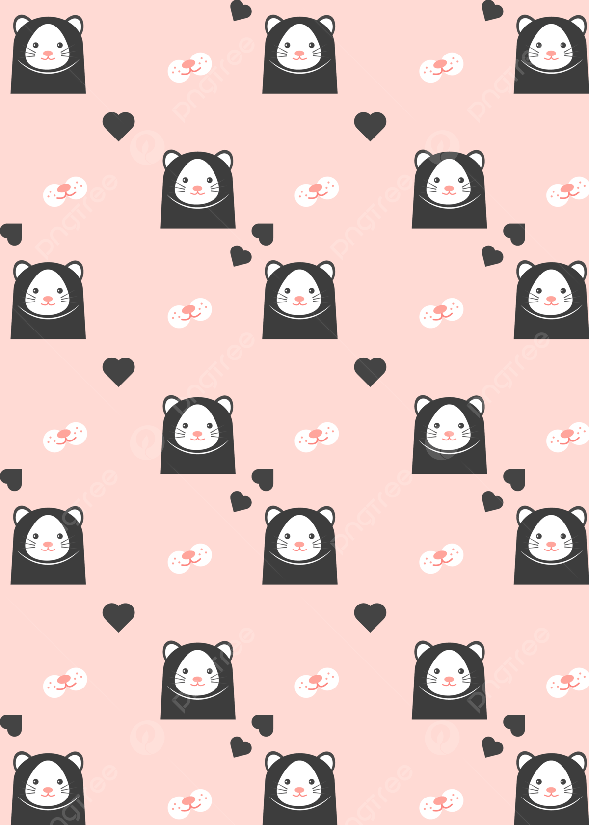 1200x1680 Cat Wallpaper Cute Pink Peach Black