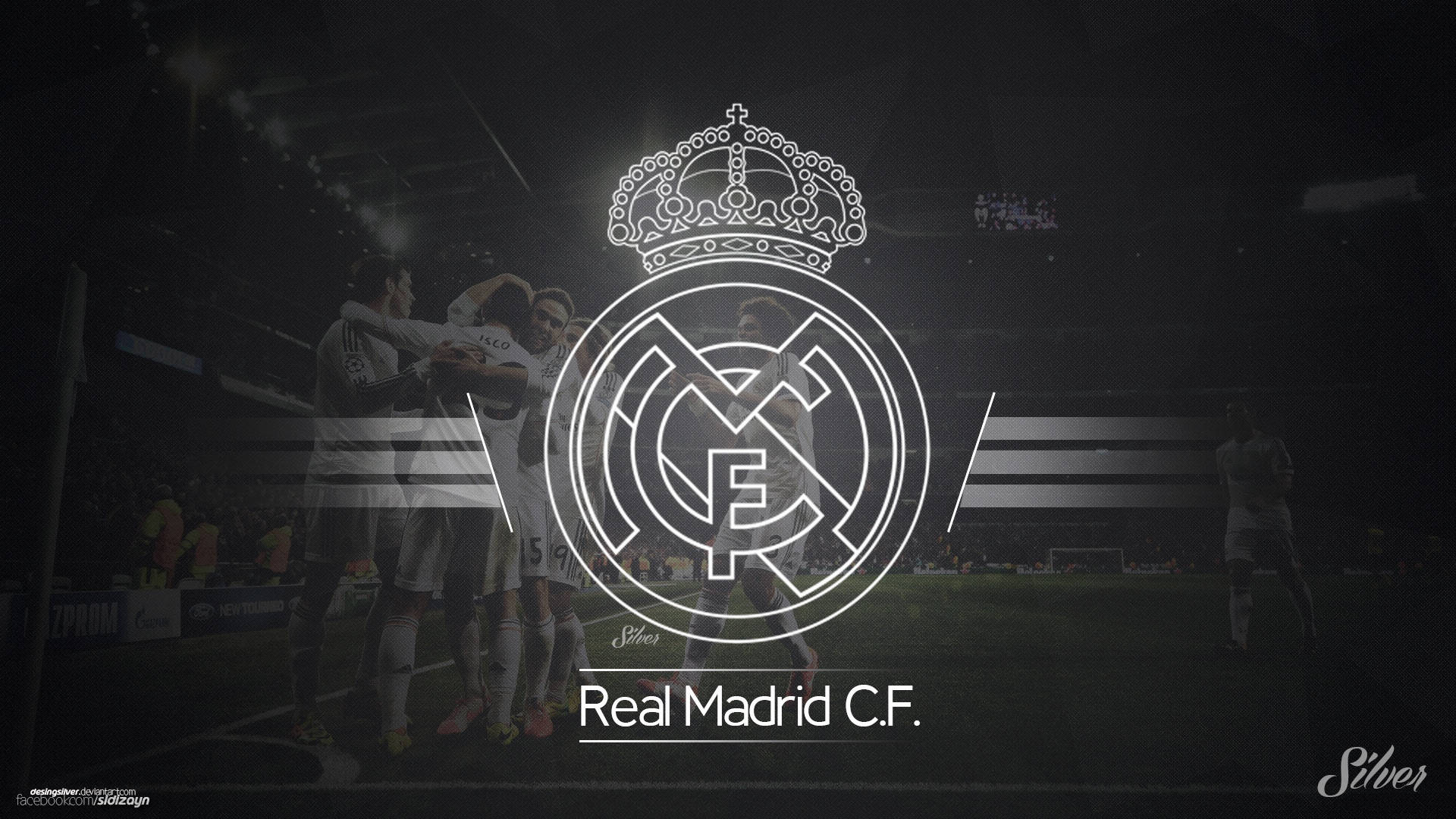 1920x1080 Grayscale Real Madrid Cf Logo Wallpaper