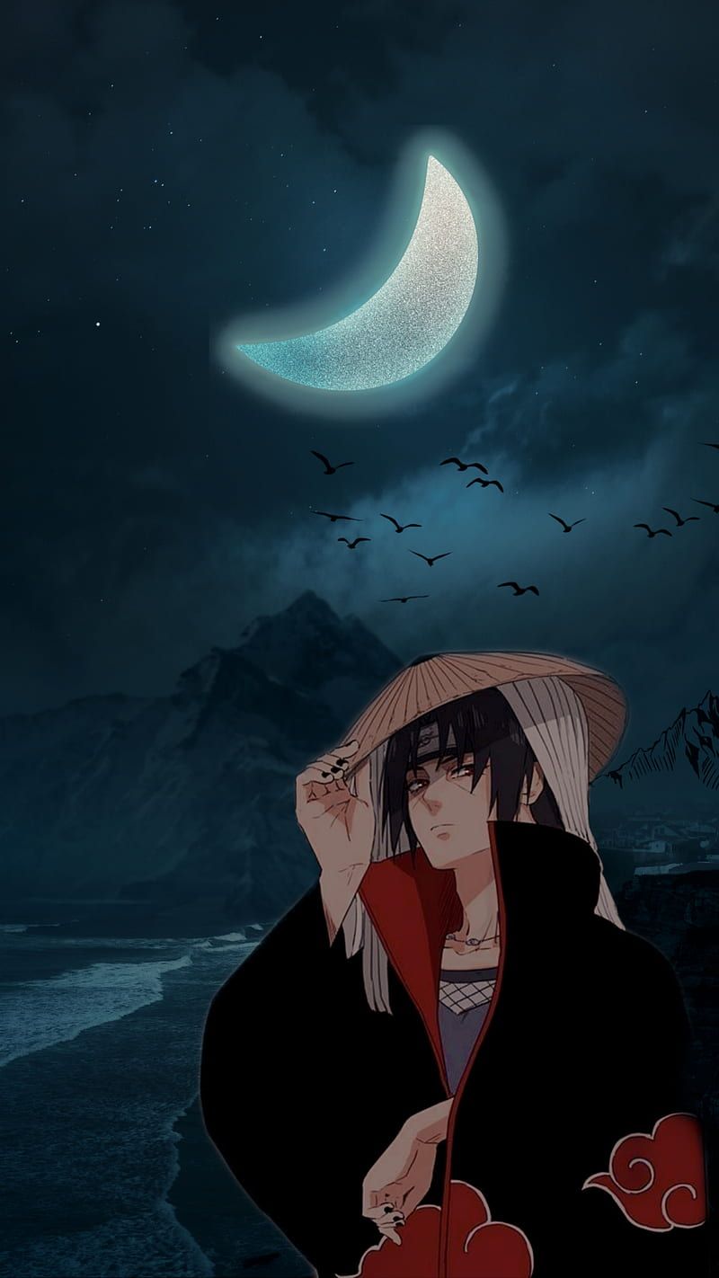 800x1422 Itachi, akatsuki, manga, night, planet