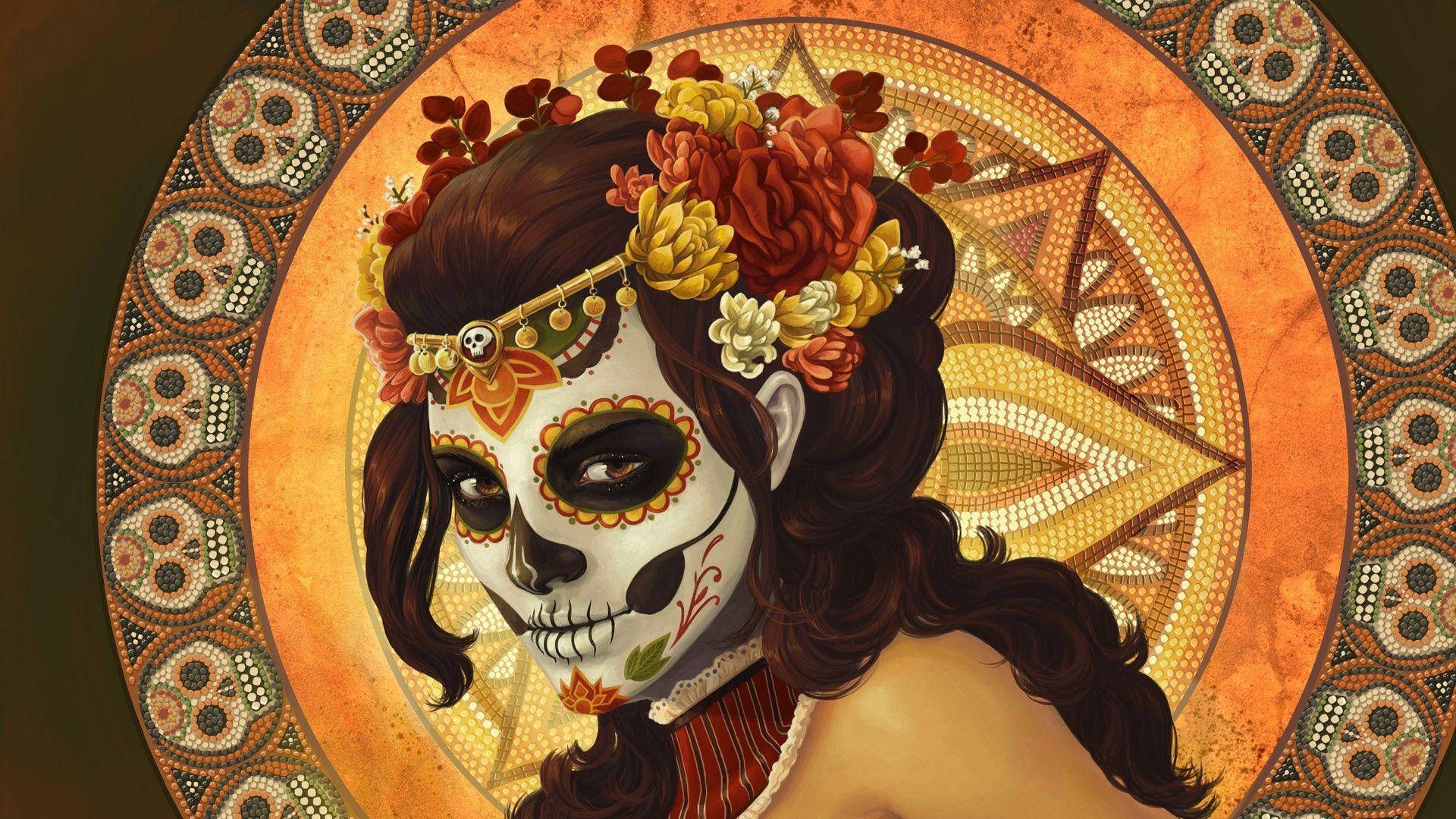 1920x1080 Chicano Day Of The Dead Wallpaper