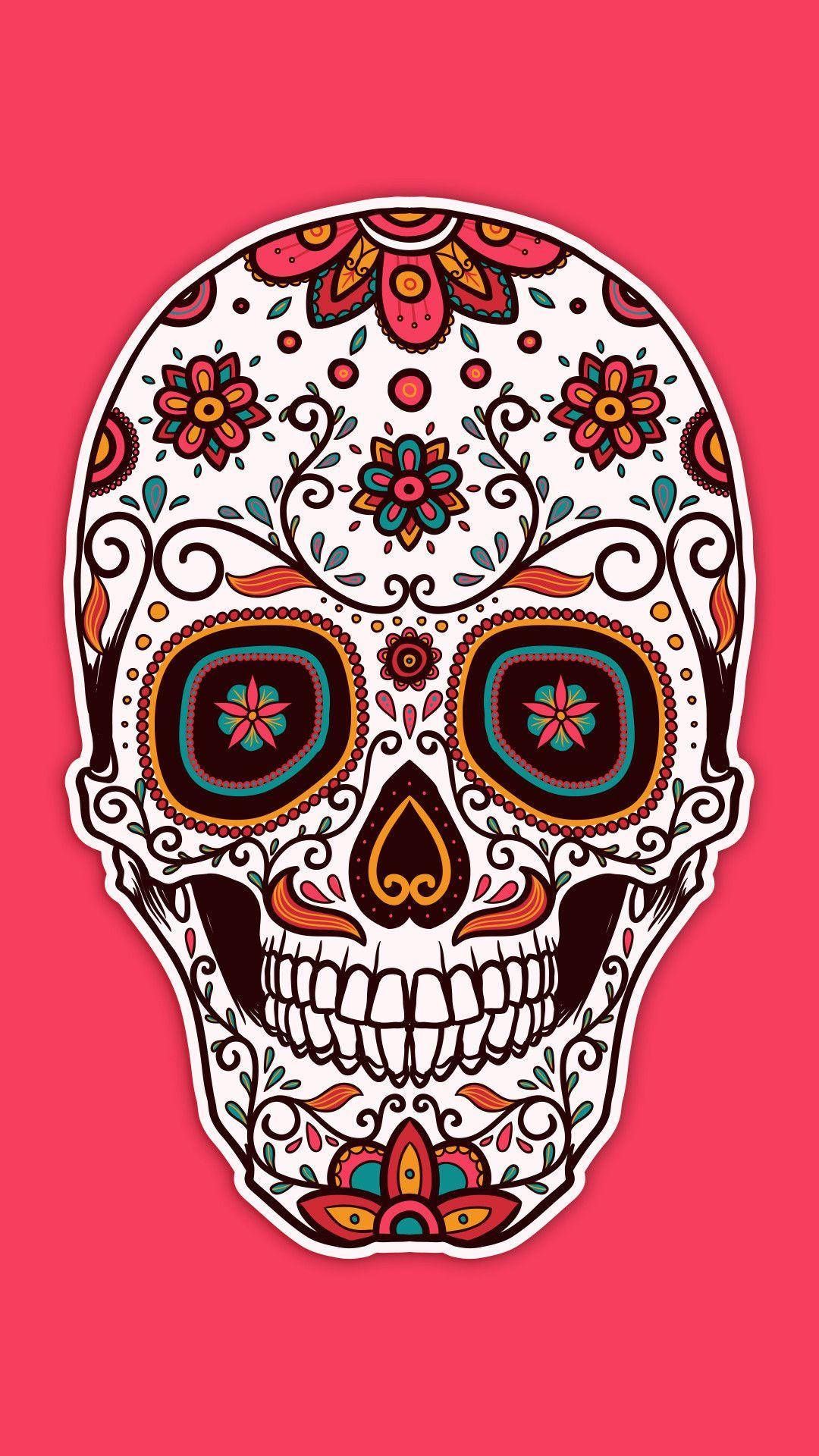 1080x1920 Chicano Floral Skull Art Wallpaper