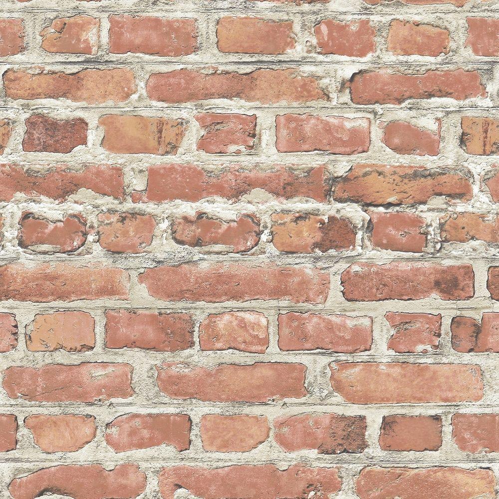 1000x1000 Rasch Portfolio Terracotta Red Brick Wall Realistic Print Wallpaper