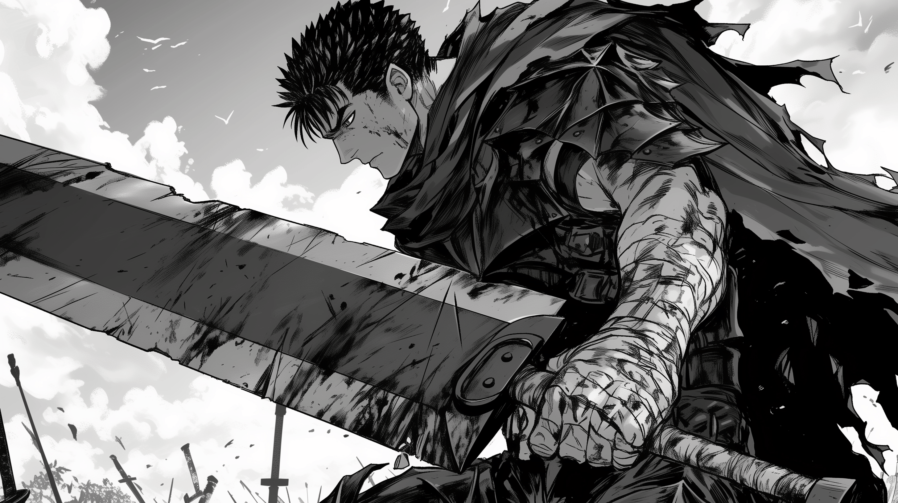2912x1632 Berserk Anime Guts with Sword HD
