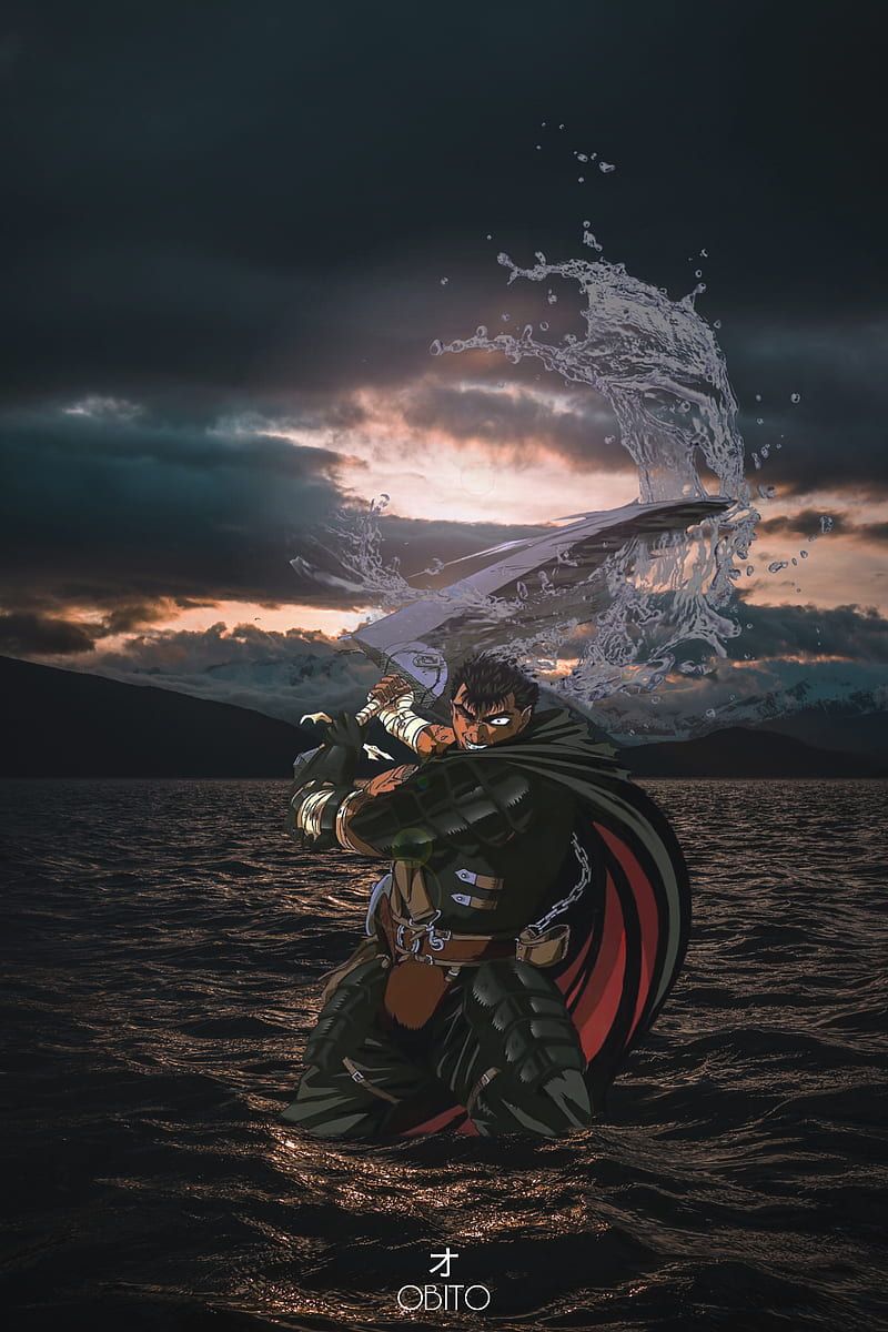 800x1200 Guts swings sword, anime, berserk