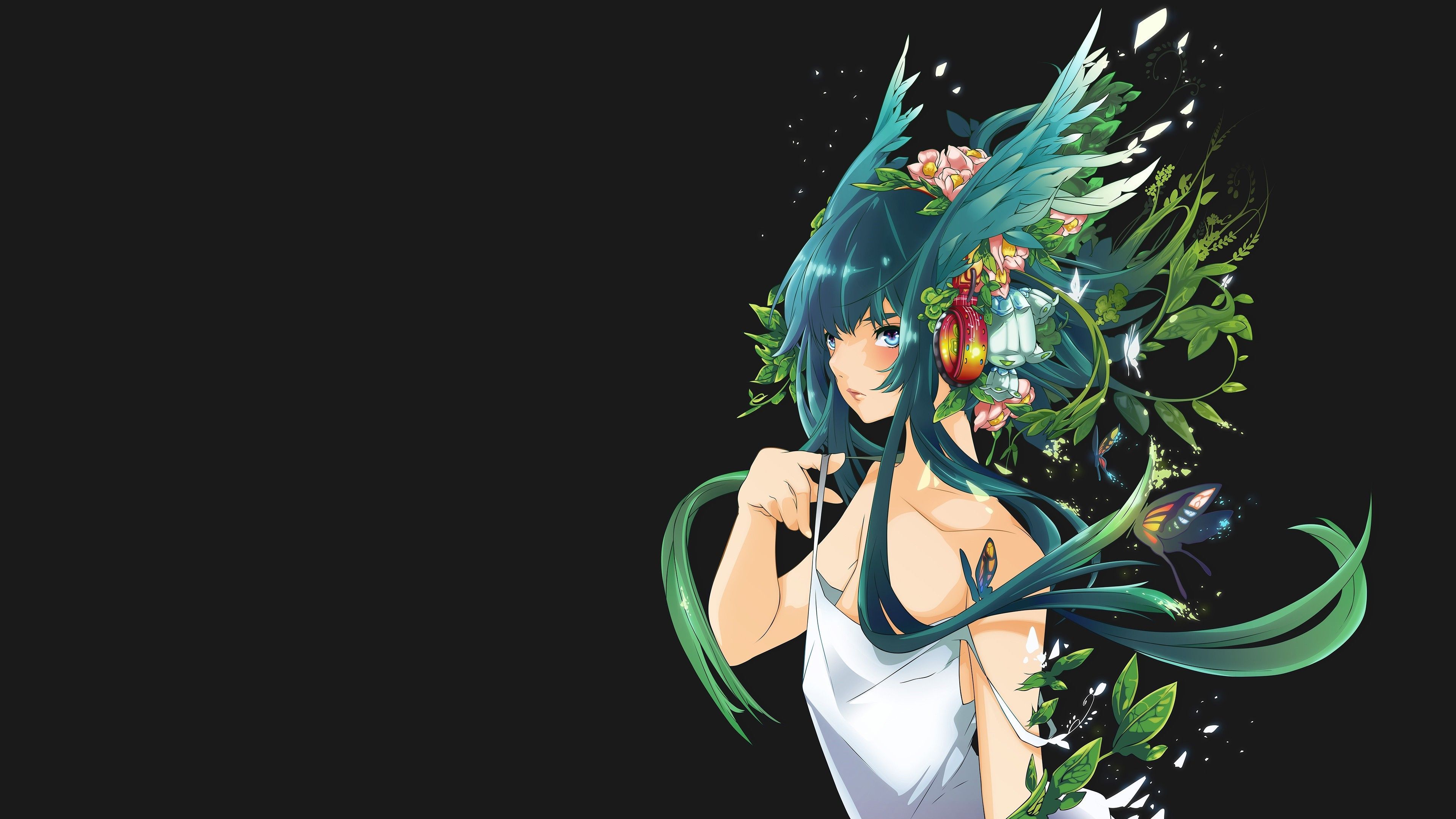 3840x2160 Saya no Uta, leaves, Saya, anime girls