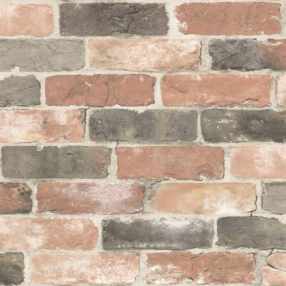 1000x1000 NuWallpaper Red Newport Reclaimed Brick Peel and Stick Wallpaper