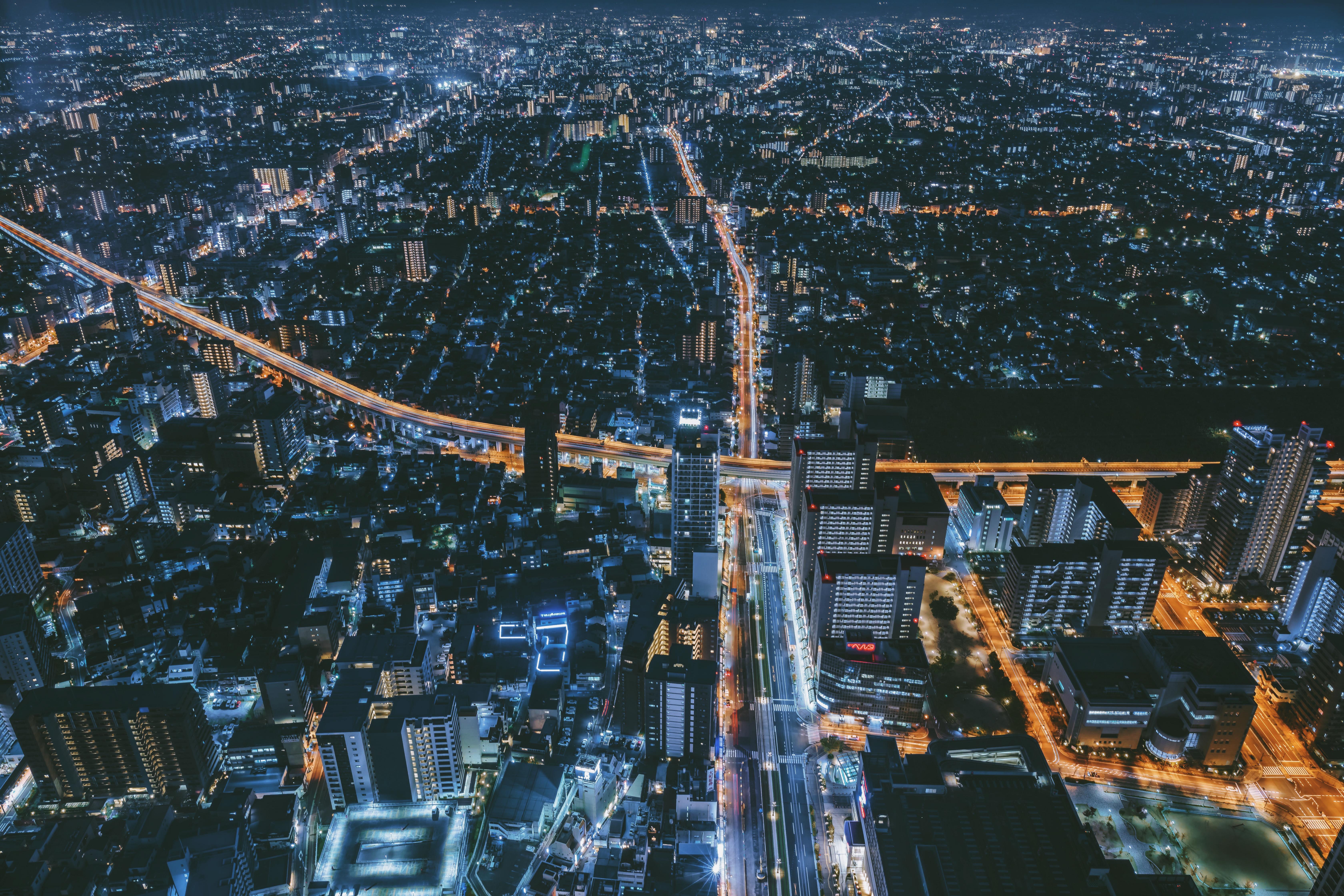 6720x4480 wallpaper night city, top view, osaka, japan HD : Widescreen