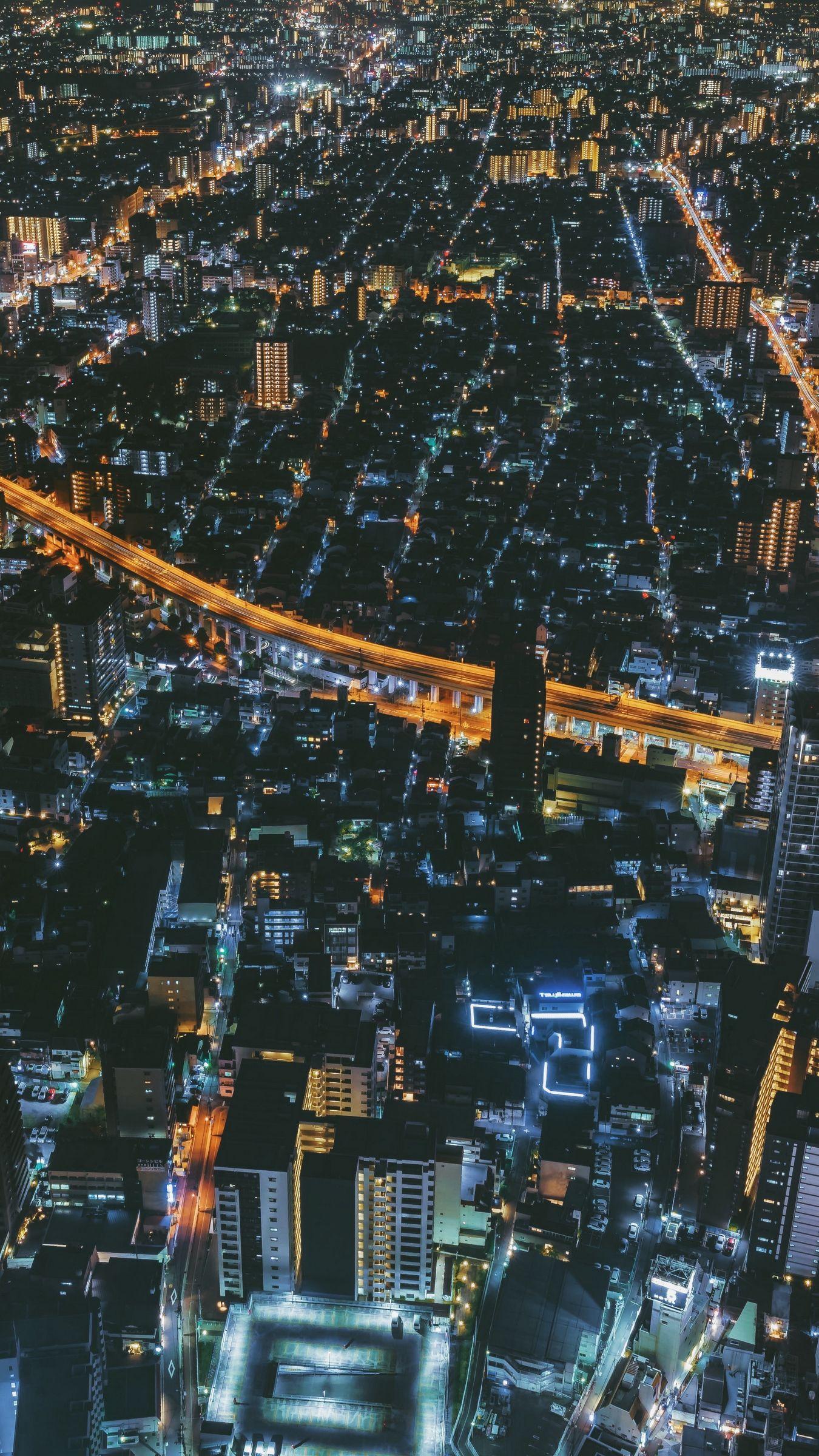 1350x2400 Download wallpaper 1350x2400 night city, top view, city