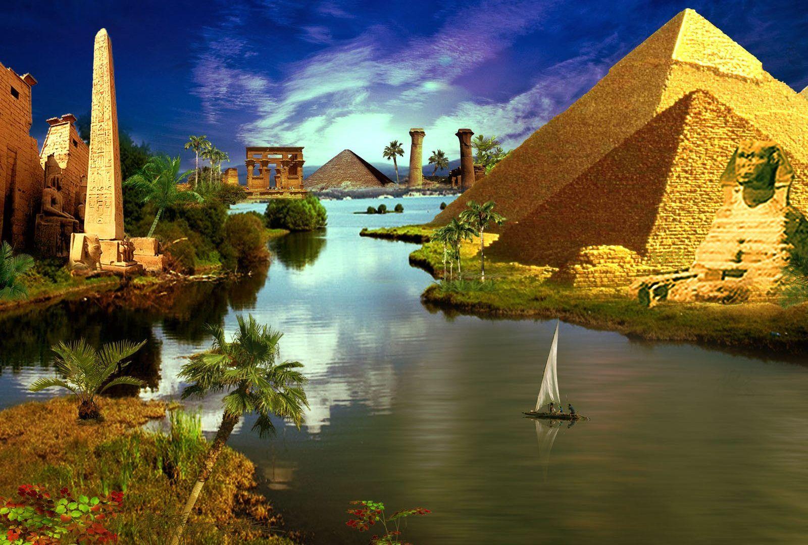 1600x1080 Ai Cập Tag hình nền: Sông Nile Hoàng hôn Ai Cập Cây Hình nền sống