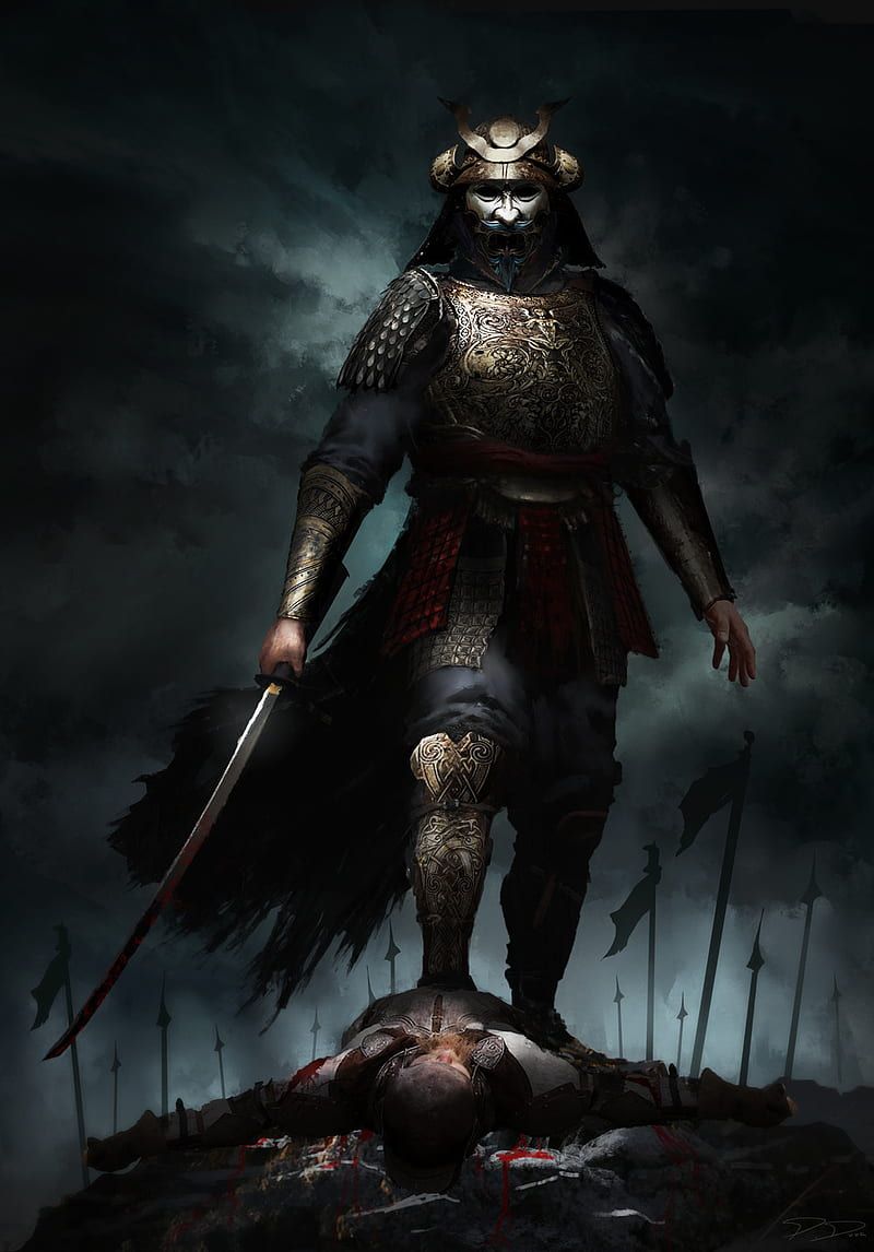 800x1146 Samurai, armor, black, dark, dead