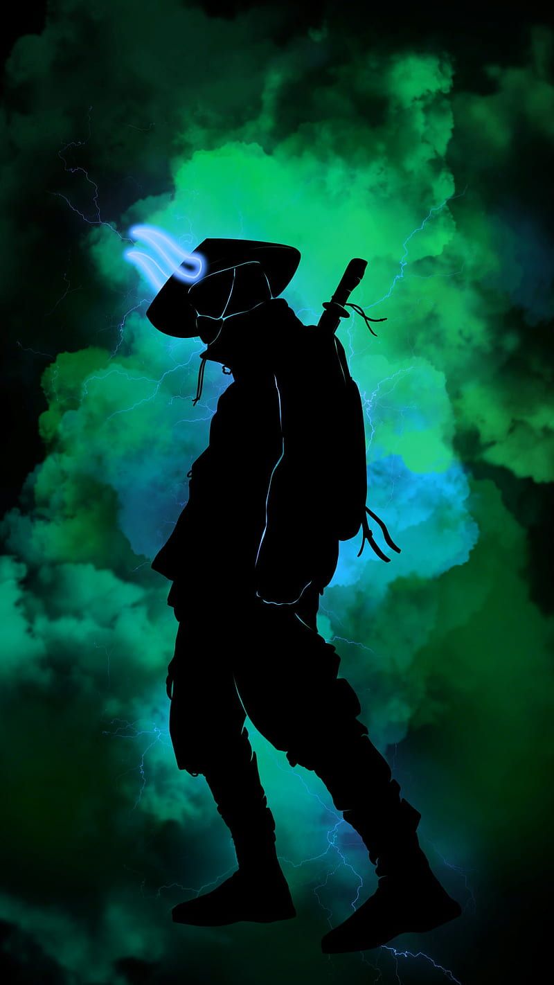 800x1422 Samurai cloud 3 abstract, anonymous, black, blue, boy, dark, green, guy, lightning, HD phone wallpaper