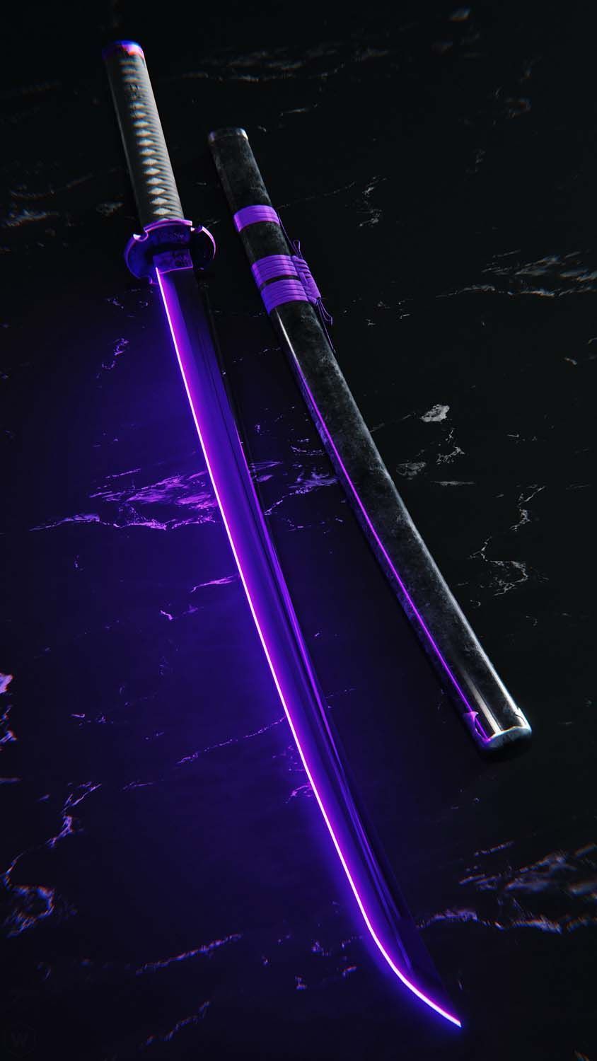 844x1500 Neon Katana Sword iPhone Wallpaper HD