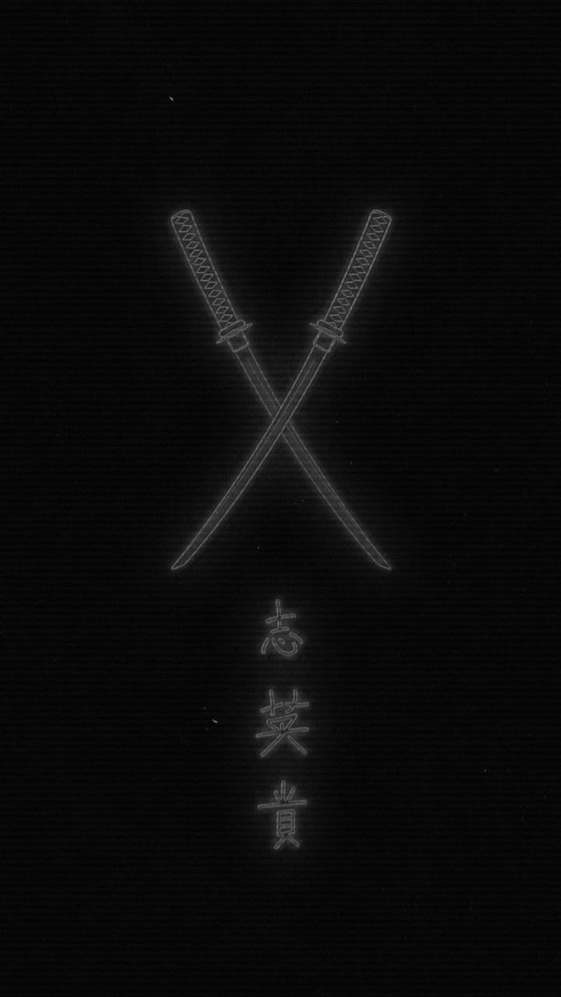 800x1422 Black Katanas, monochrome graphy