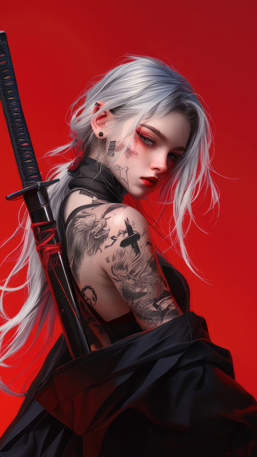 1080x1920 Tattoo Katana 4K Wallpaper iPhone