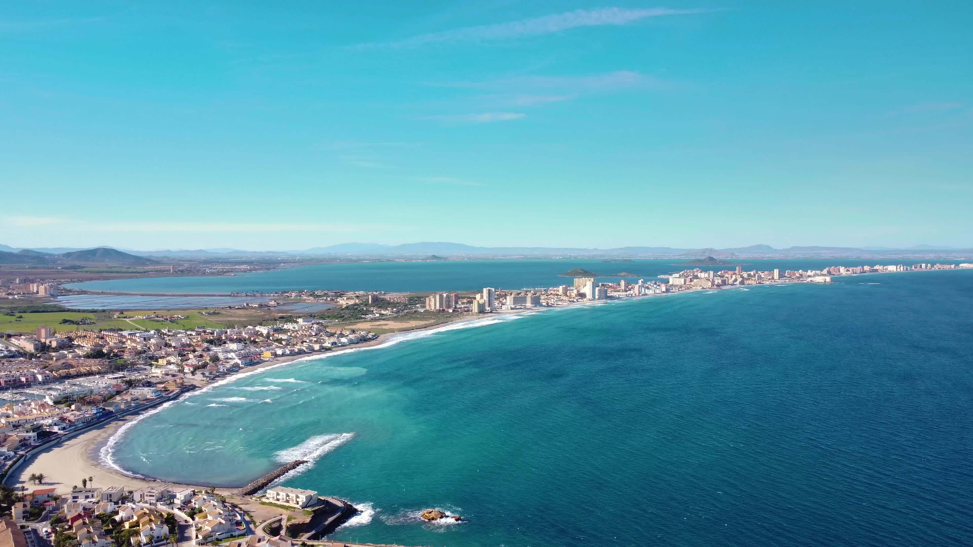 3840x2160 Cinematic drone view of La Manga of Mar