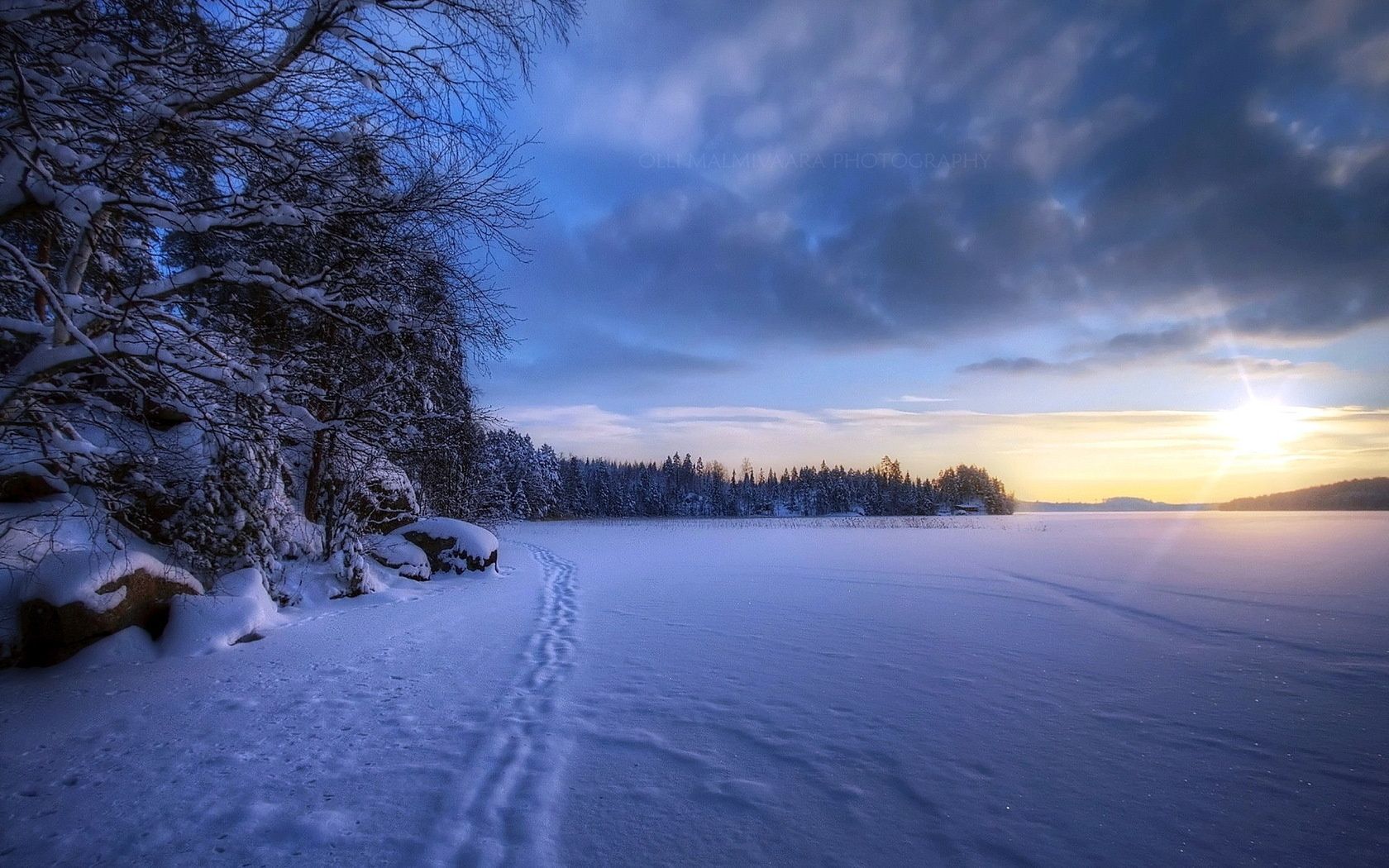 1680x1050 winter, snow, field, landscape