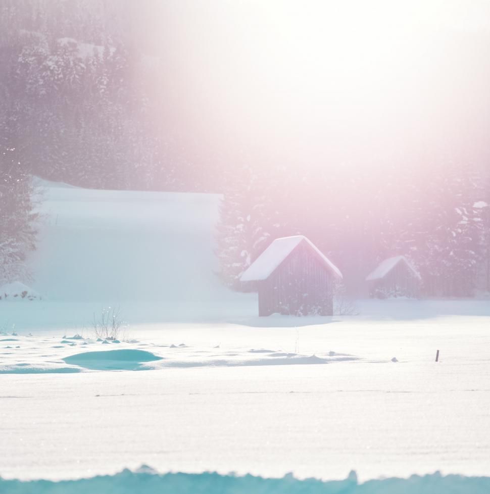 970x978 Snow Covered Field With Distant House