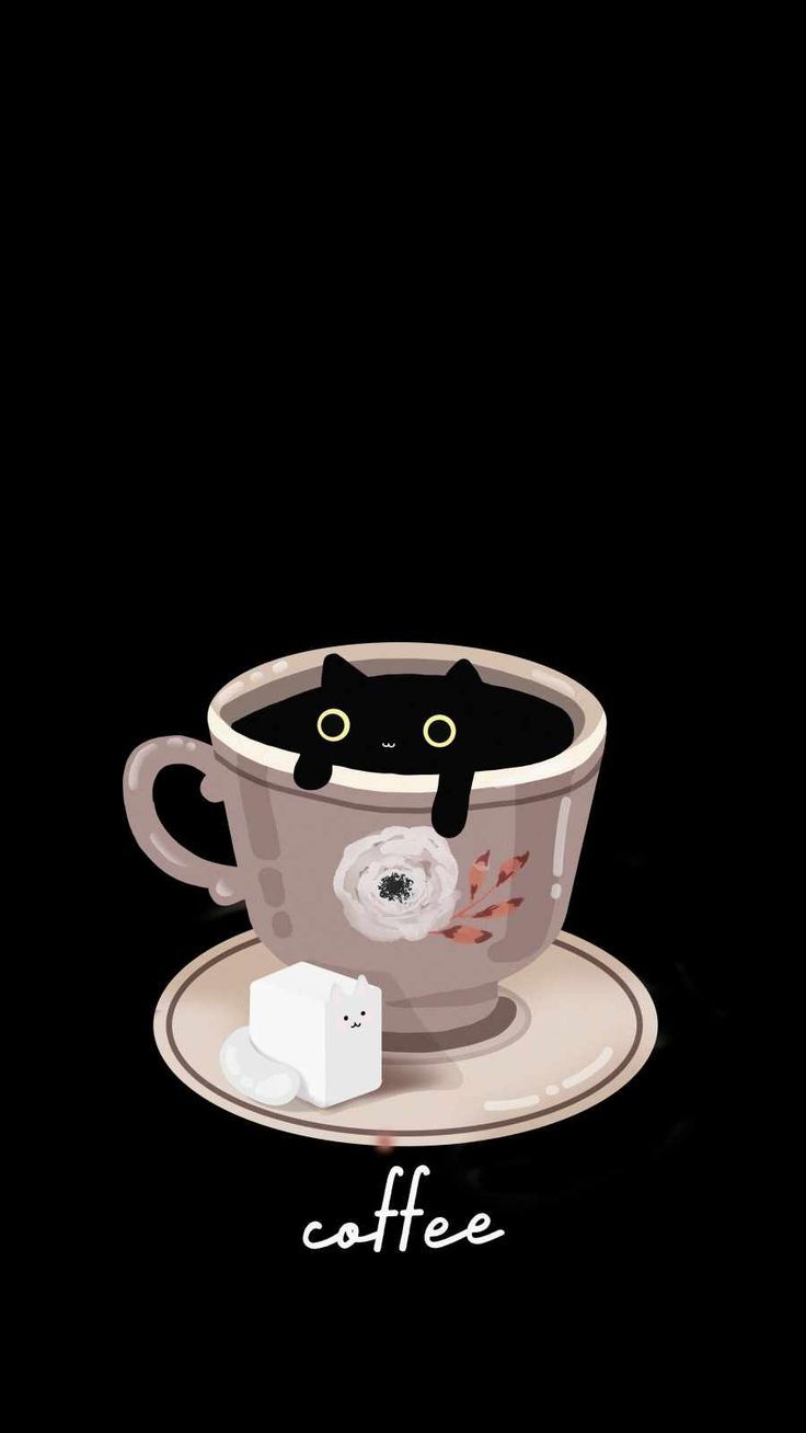 736x1308 Coffee With Cat iPhone Wallpaper