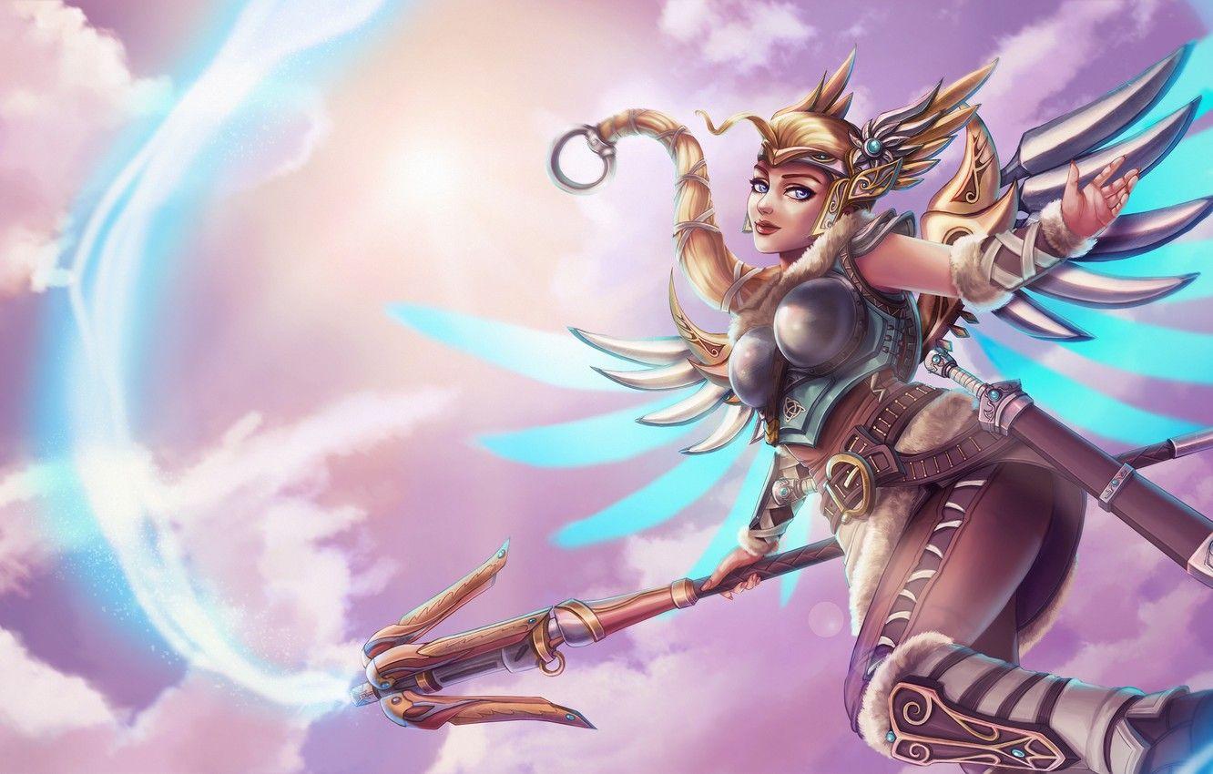 1332x850 Wallpaper the sky, girl, clouds, wings, goddess, fan art
